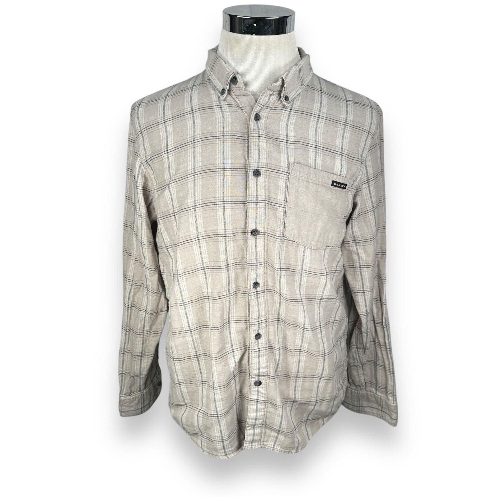 Oakley Oakley Flannel Shirt Mens L Light Beige Plaid Button-Down Size US L / EU 52-54 / 3 - 1 Thumbnail