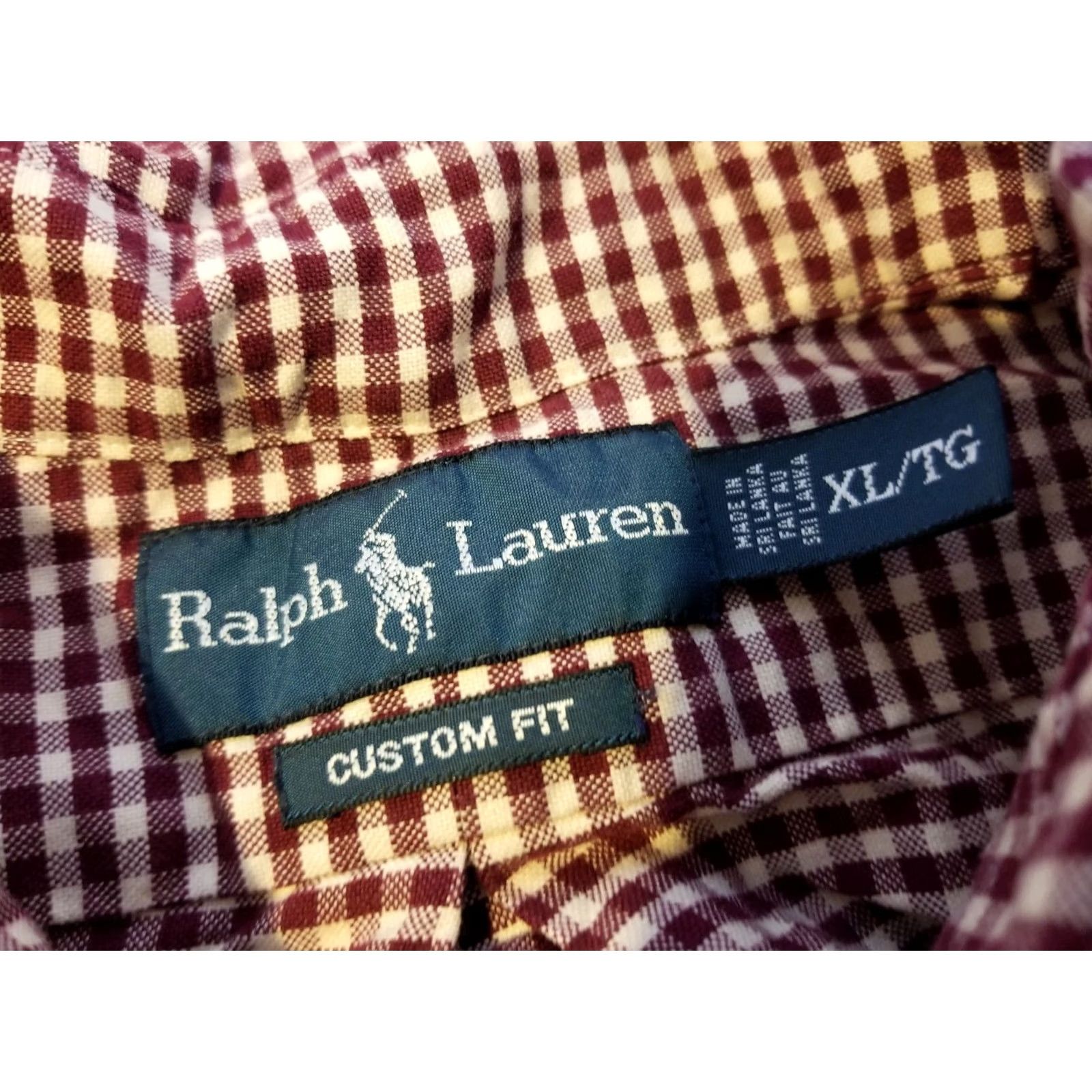 Polo Ralph Lauren Polo Ralph Lauren Dress Shirt Mens XL Custom Fit Burgundy Button Cotton Size 46R - 3 Thumbnail