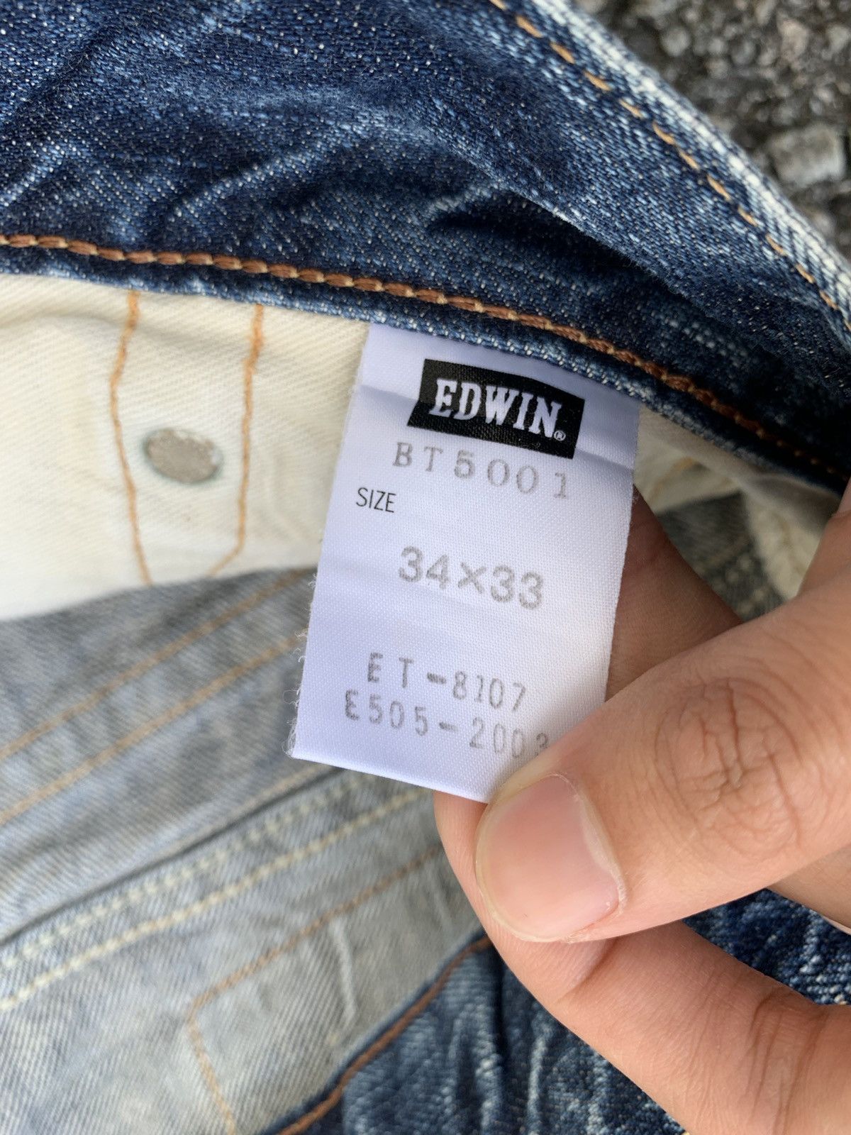 Japanese Brand FLARE💥EDWIN 503 FADED & RUSTY DISTRESSED DENIM Size US 35 - 17 Thumbnail