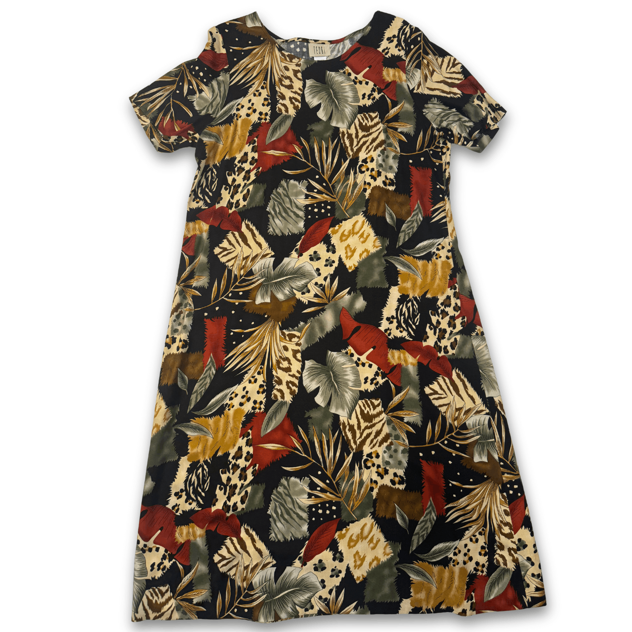Vintage Vintage Safari-Inspired Drop Waist Midi Dress | L | Teddi Size L / US 10 / IT 46 - 2 Thumbnail
