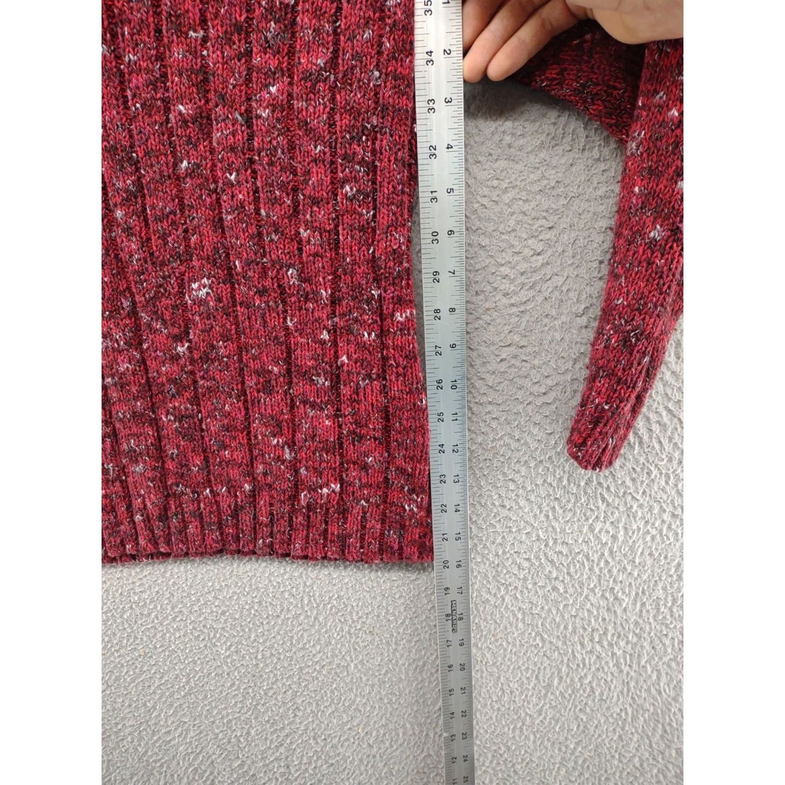 Liz Claiborne Liz Claiborne Womens Red Tweed 1/4 Zip Pullover Sweater 1X Adults Knit Pullover Zipper Baggy Cotton Blend Cable-Knit Ladies Womens VINTAGE? Size XL / US 12-14 / IT 48-50 - 6 Thumbnail