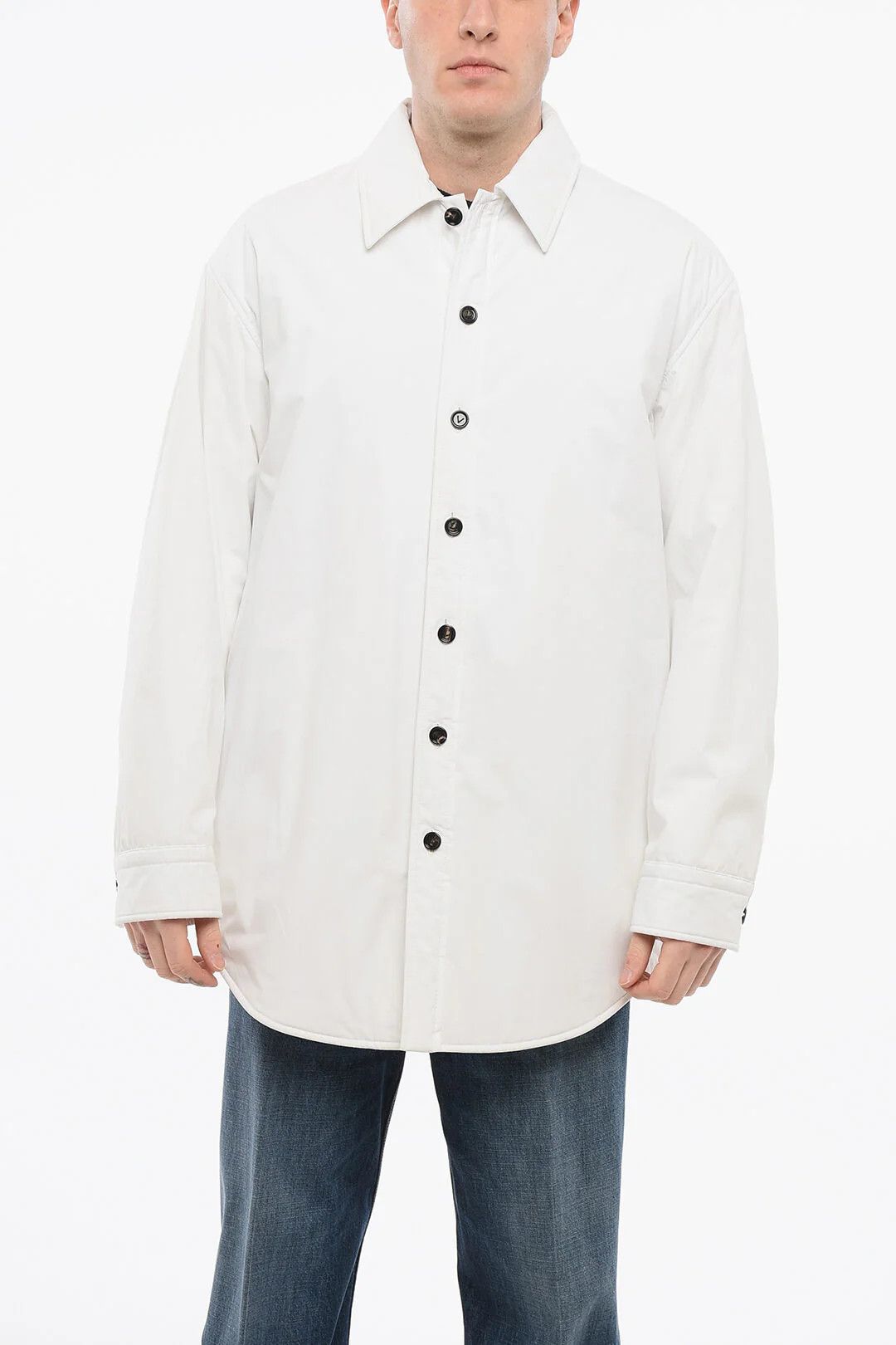 Bottega Veneta og1mm0426 Quilted Cotton Overshirt in White Size US M / EU 48-50 / 2 - 1 Thumbnail
