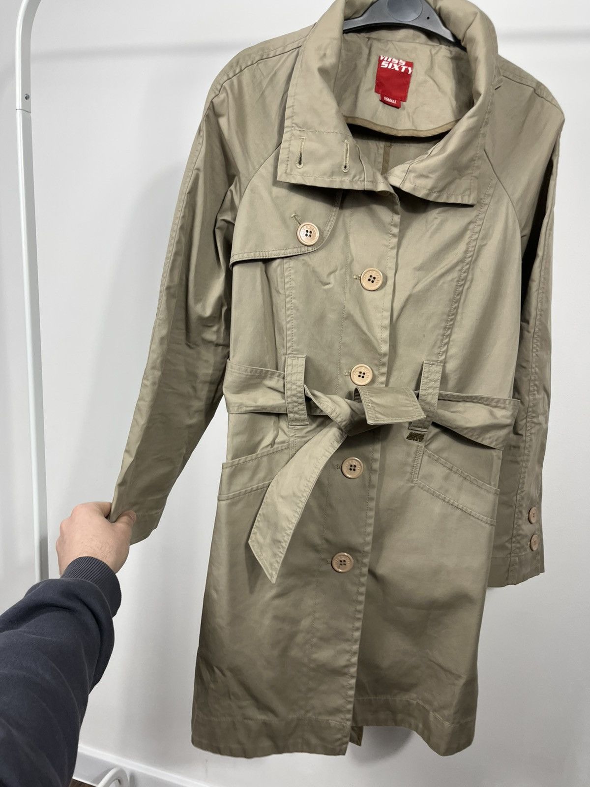 Miss Sixty Miss Sixty Women Beige Trench Coat XS Belted Buttoned Jacket Size XS / US 0-2 / IT 36-38 - 8 Thumbnail
