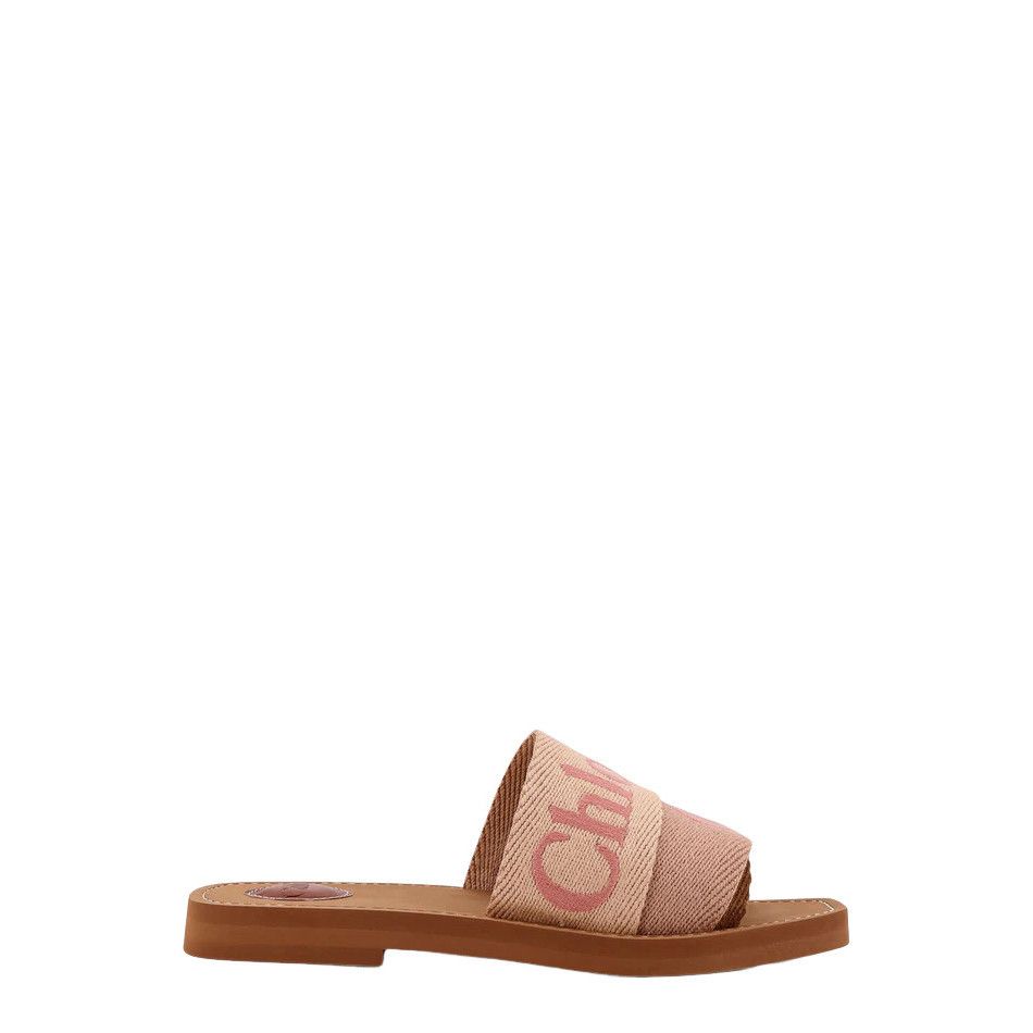 CHLOE Pink Linen Sandals New )