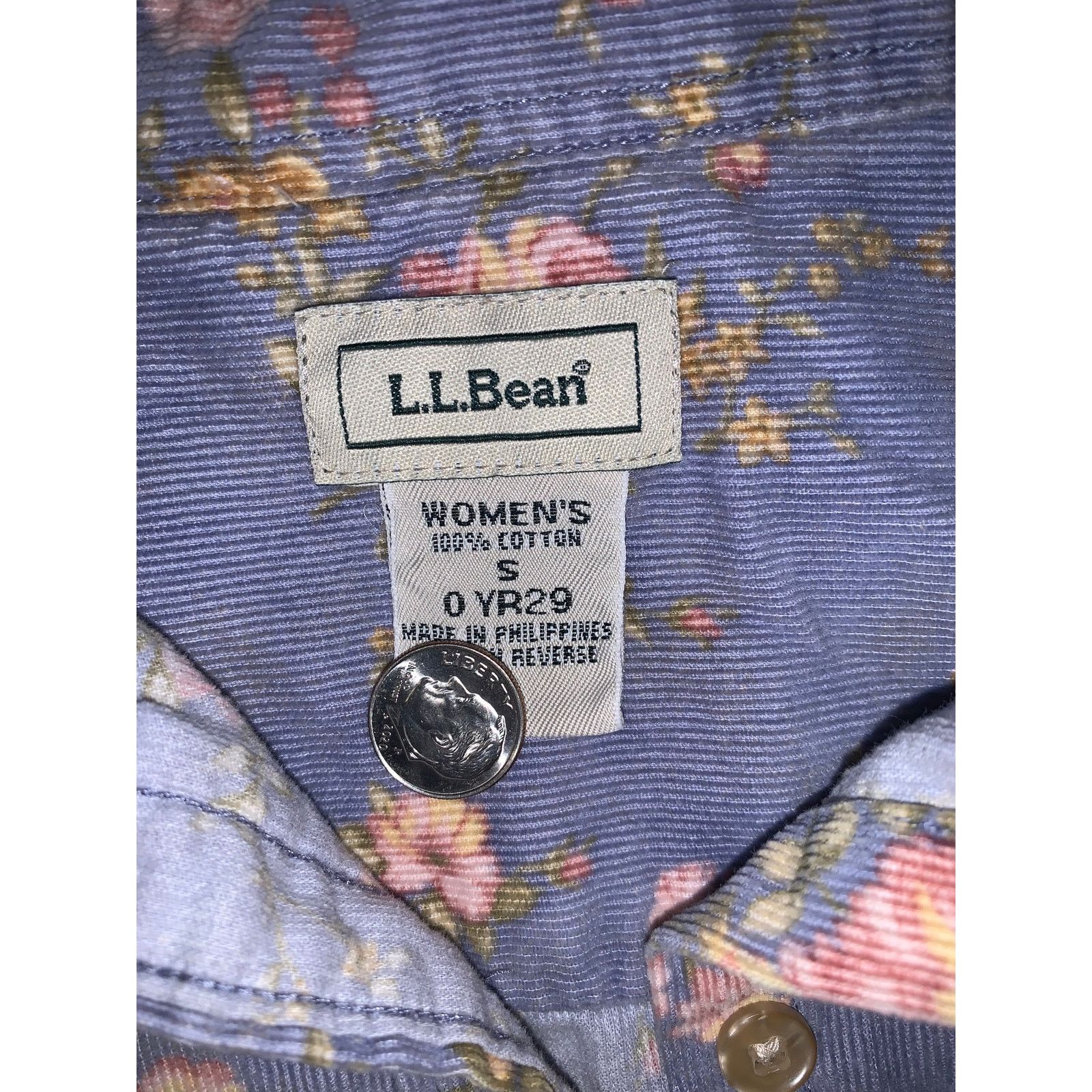L.L. Bean L L Bean Floral Button Up Shirt Womens Small Blue Cotton Size S / US 4 / IT 40 - 4 Thumbnail