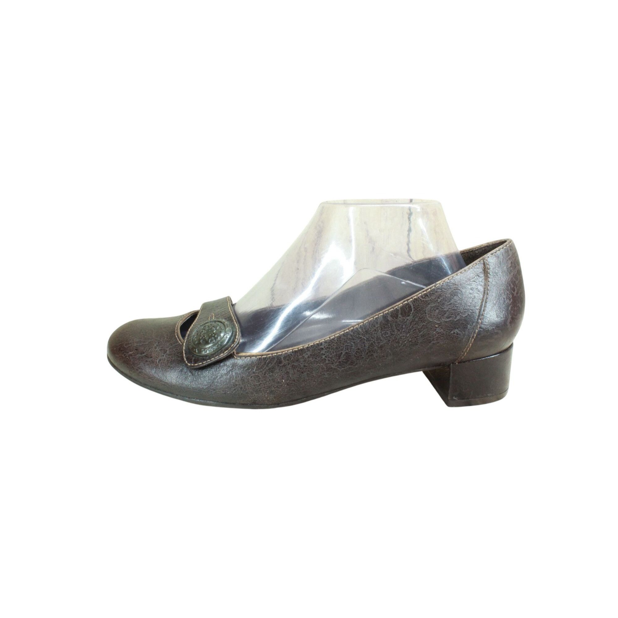 Clarks Artisan Brown Floral Leather Heel Shoes  Size 9W, Women's