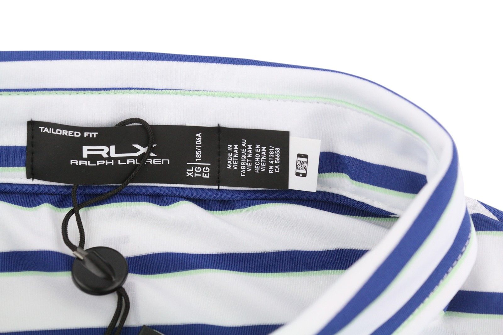 RLX Ralph Lauren GOLF XL White Striped Polo Tee 84553 Size US XL / EU 56 / 4 - 5 Thumbnail
