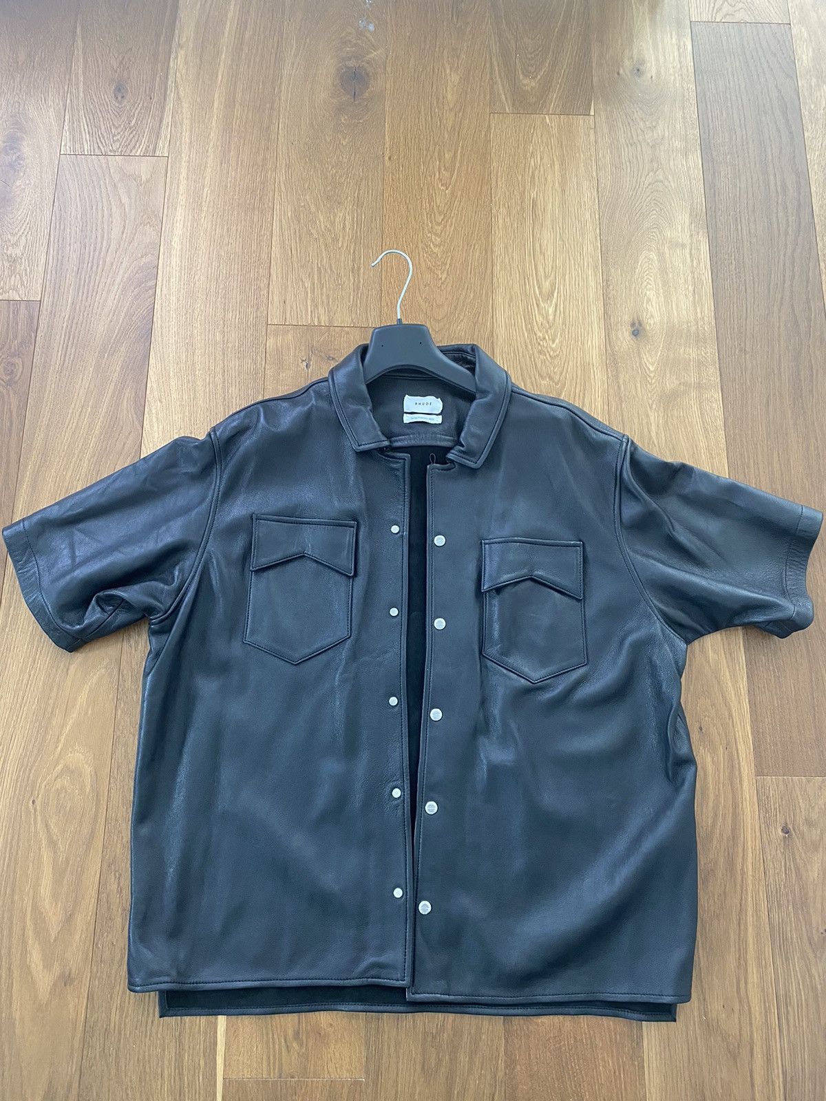 image of Rhude Leather Shirt in Black, Men's (Size XL)