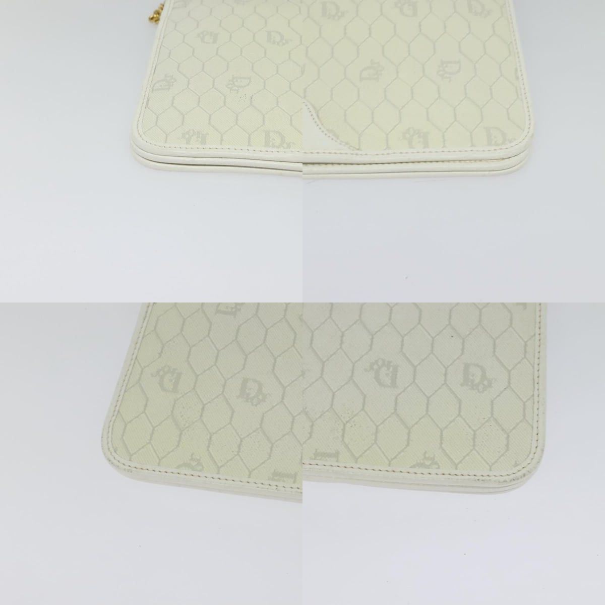 Dior DIOR Honeycomb Canvas Chain Shoulder Bag Pvc White Gold Size ONE SIZE - 10 Thumbnail