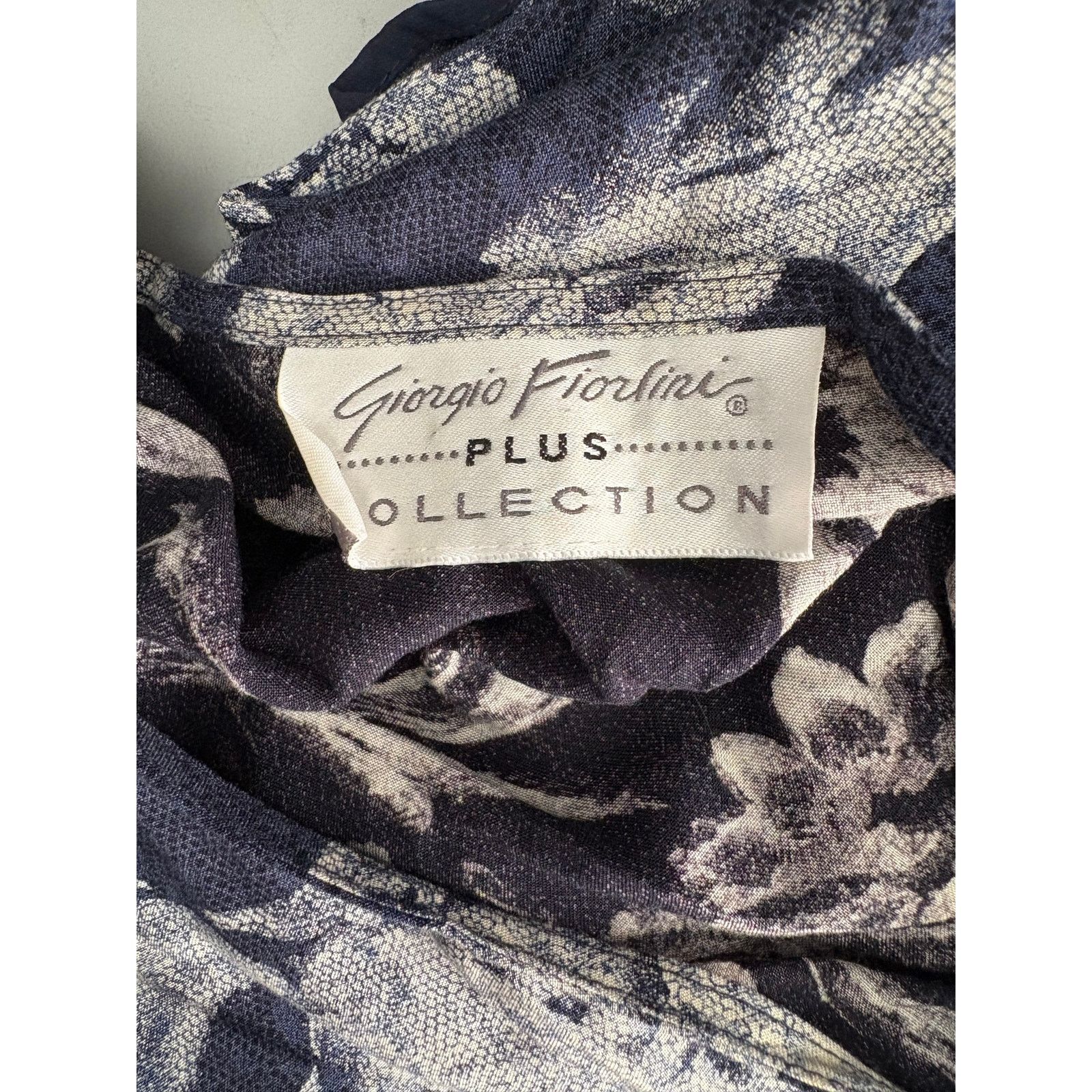 Other Giorgio Fiorlini | Plus Collection Blue Floral Blouse | 1X Size XL / US 12-14 / IT 48-50 - 3 Thumbnail