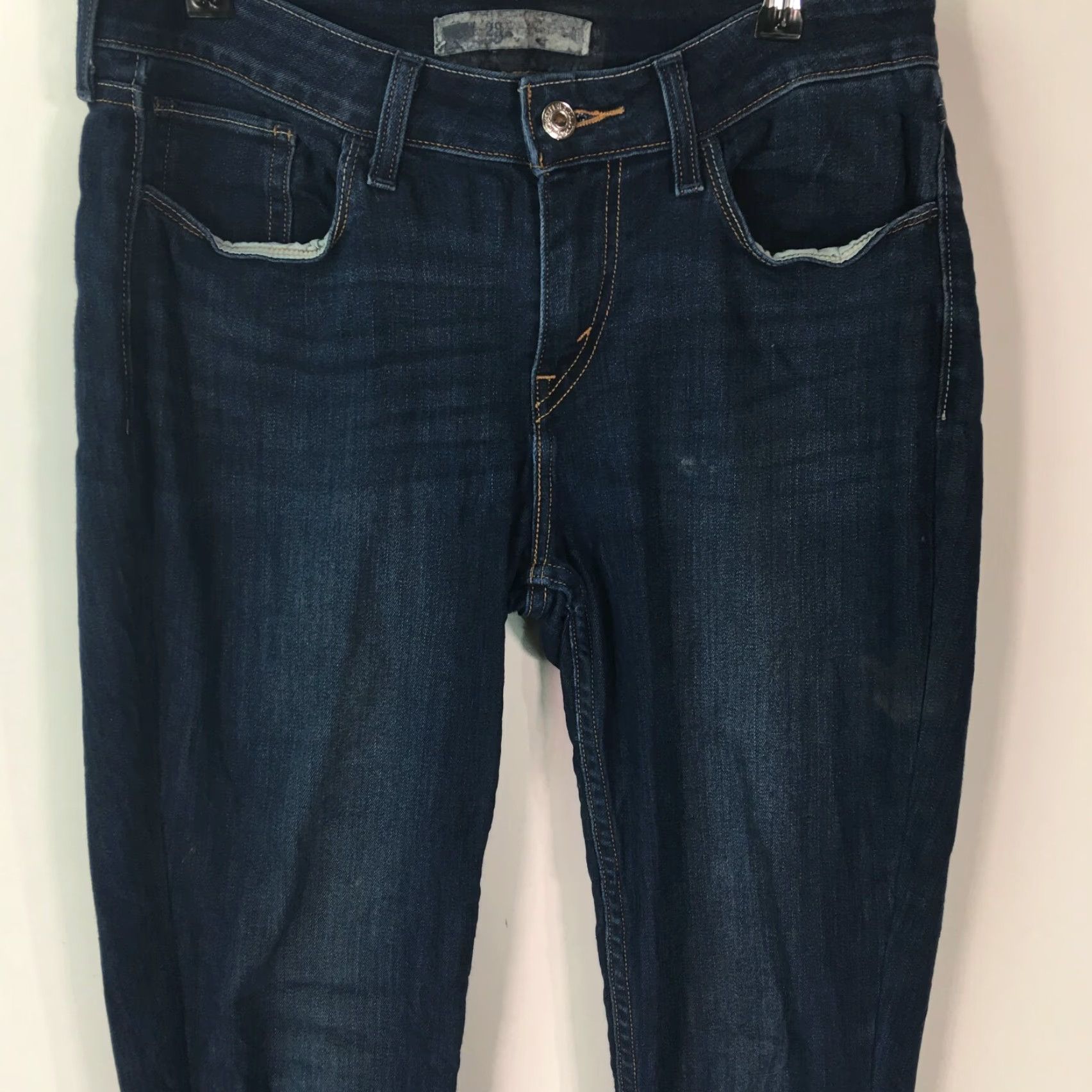 Levi's Levi's Womens Jeans Regular Blue Denim Skinny 29 X 30 Pants Slim 5-Pocket Button Zipper Belt Loops Cotton Polyester Elastane Medium Wash Size 29" - 2 Thumbnail