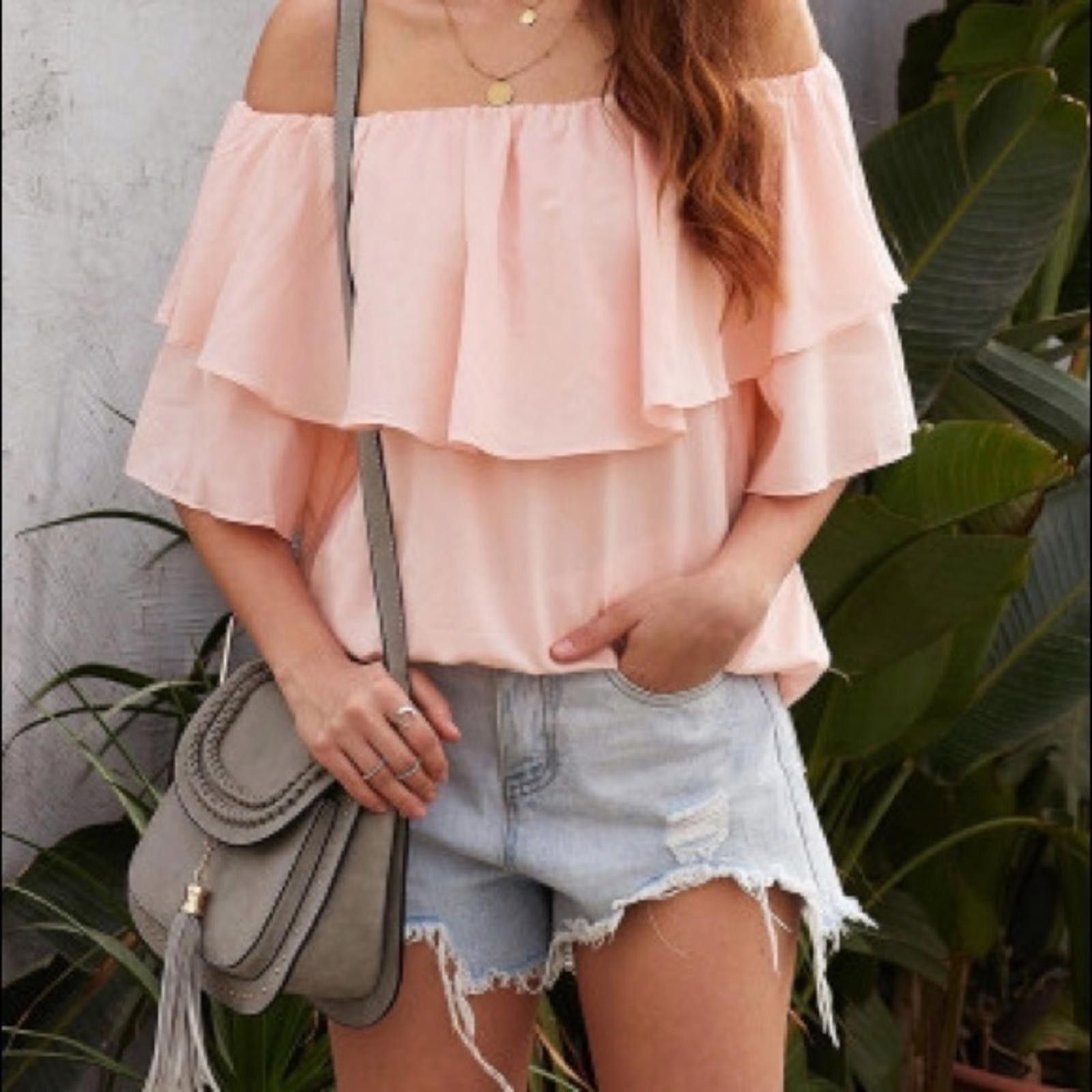 Designer Chiffon Top With Ruffle Sleeves NWT Size M / US 6-8 / IT 42-44 - 6 Thumbnail