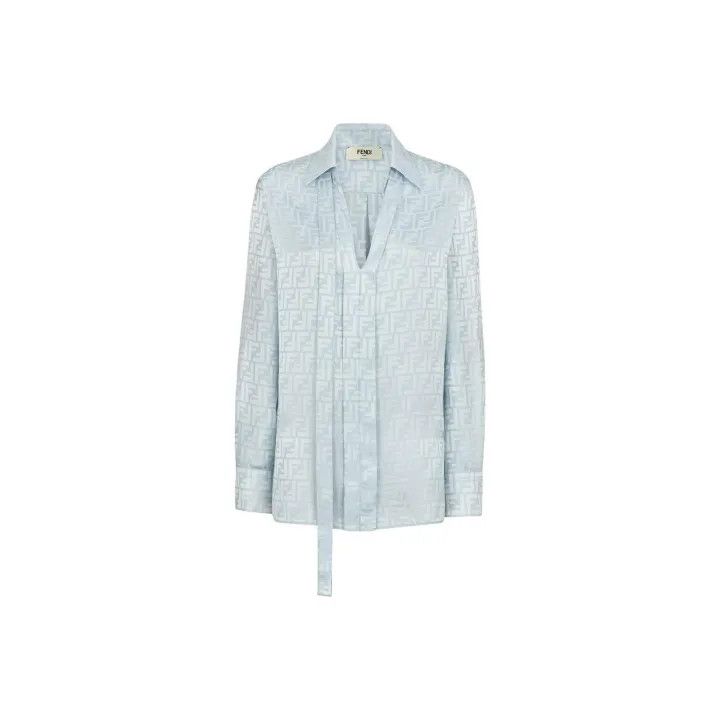 Fendi Blue FF Pattern Long Sleeve Shirt 0079