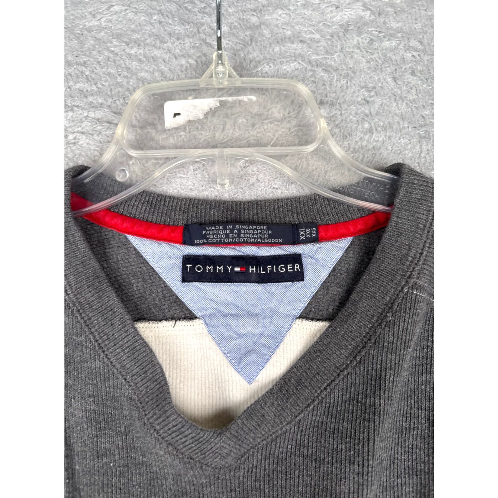 Tommy Hilfiger Tommy Hilfiger Shirt Adult 2XL White Knit Long Sleeve V-Neck Cotton Logo Shirt Men's 2XLT-Shirt White Size US XXL / EU 58 / 5 - 7 Thumbnail