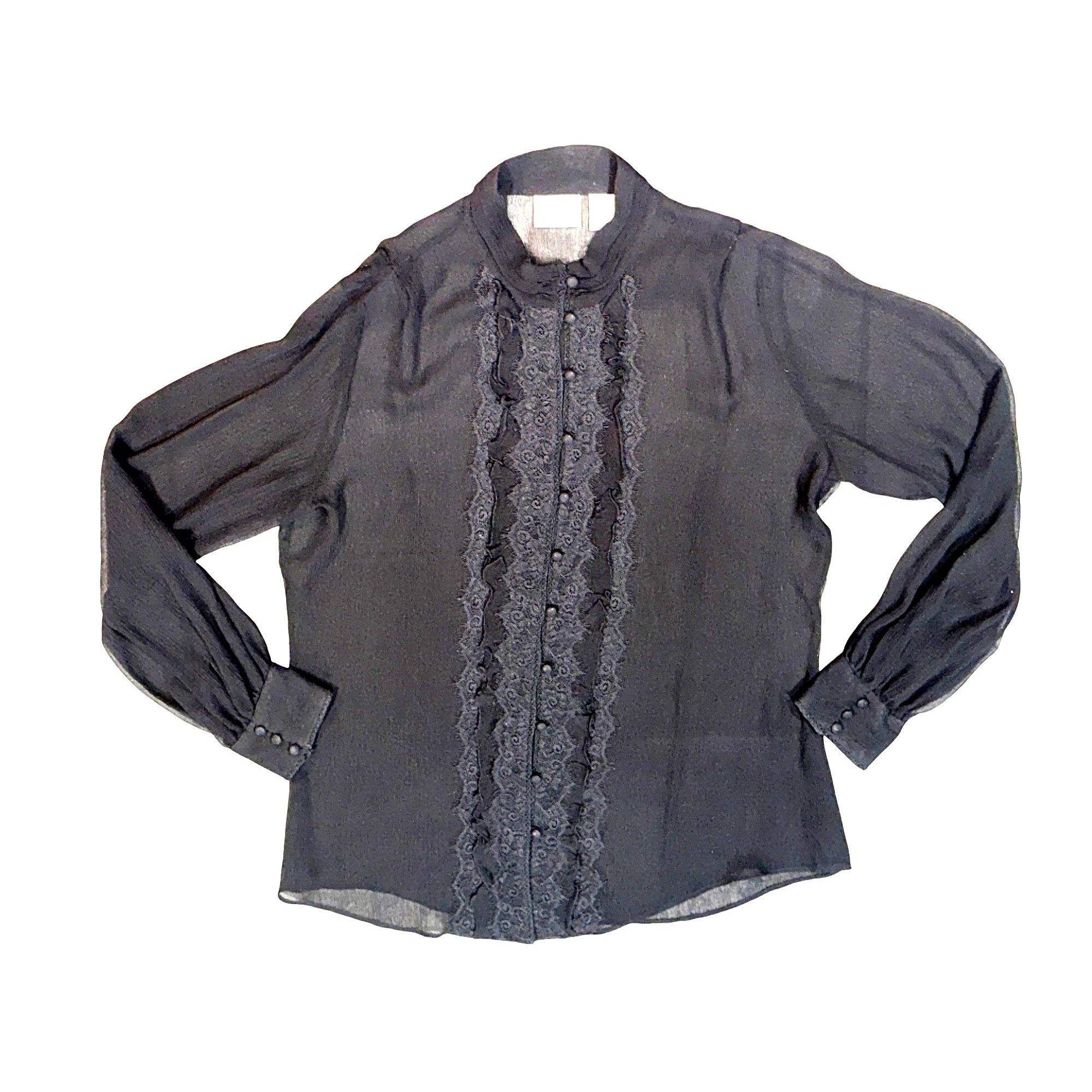 Chicos Vintage All Silk Blouse by Chicos Size 1 Black Sheer Lace Ch Size S / US 4 / IT 40 - 12 Thumbnail