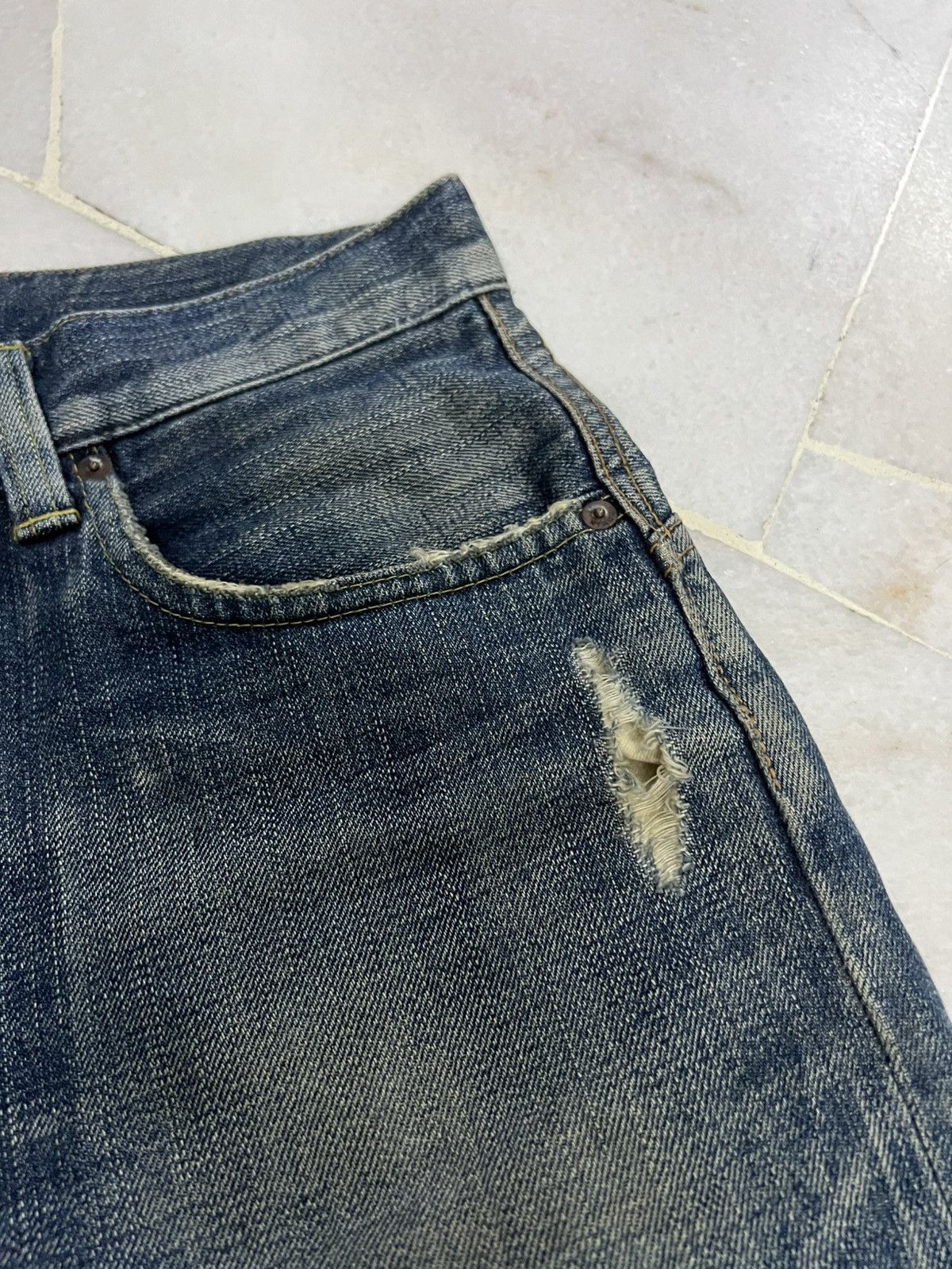 Edwin × If Six Was Nine 💥Baggy💥Vintage Edwin 505 Distressed Selvedge Jean Size US 32 / EU 48 - 9 Thumbnail