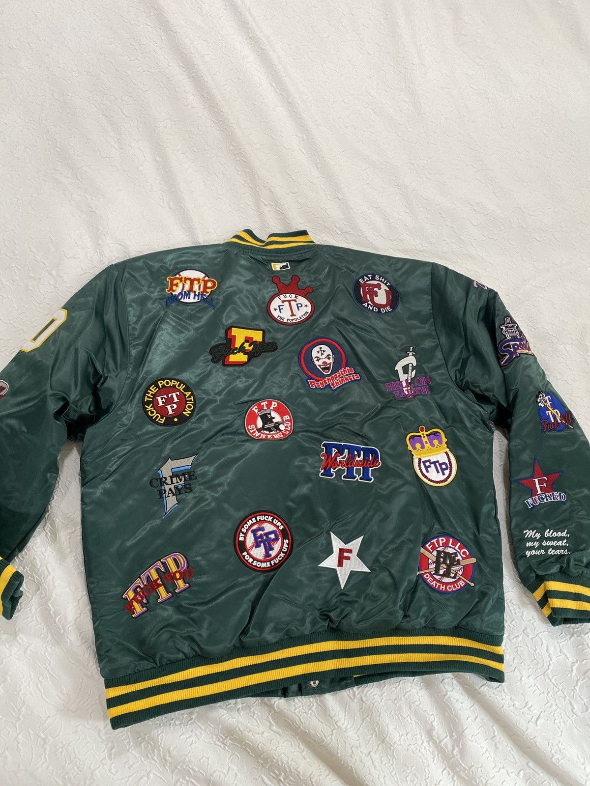 Fuck The Population Ftp league varsity green Size US XL / EU 56 / 4 - 4 Thumbnail