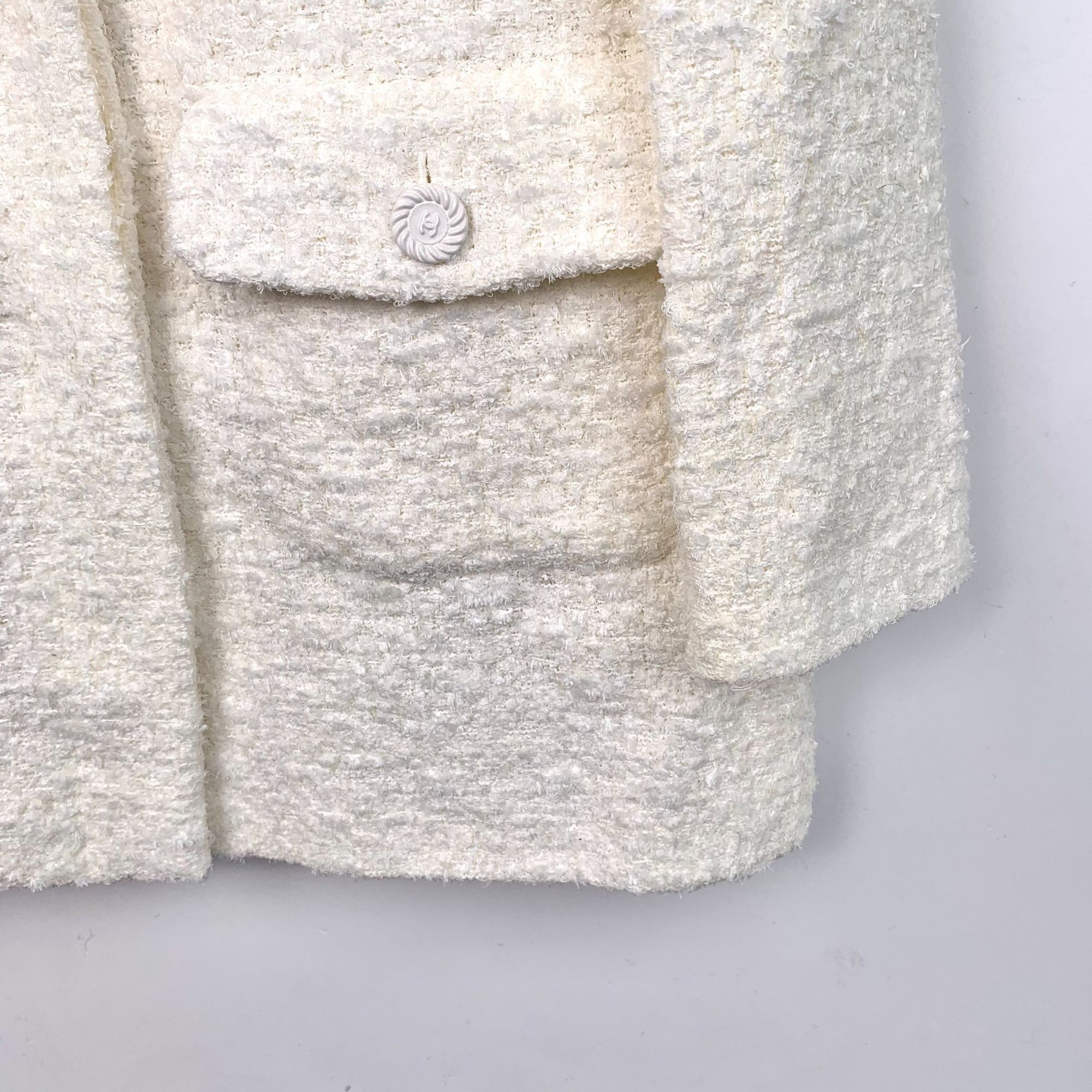 Chanel Chanel Womens Ivory Tweed Blazer Jacket Size 34 Size XS / US 0-2 / IT 36-38 - 4 Thumbnail