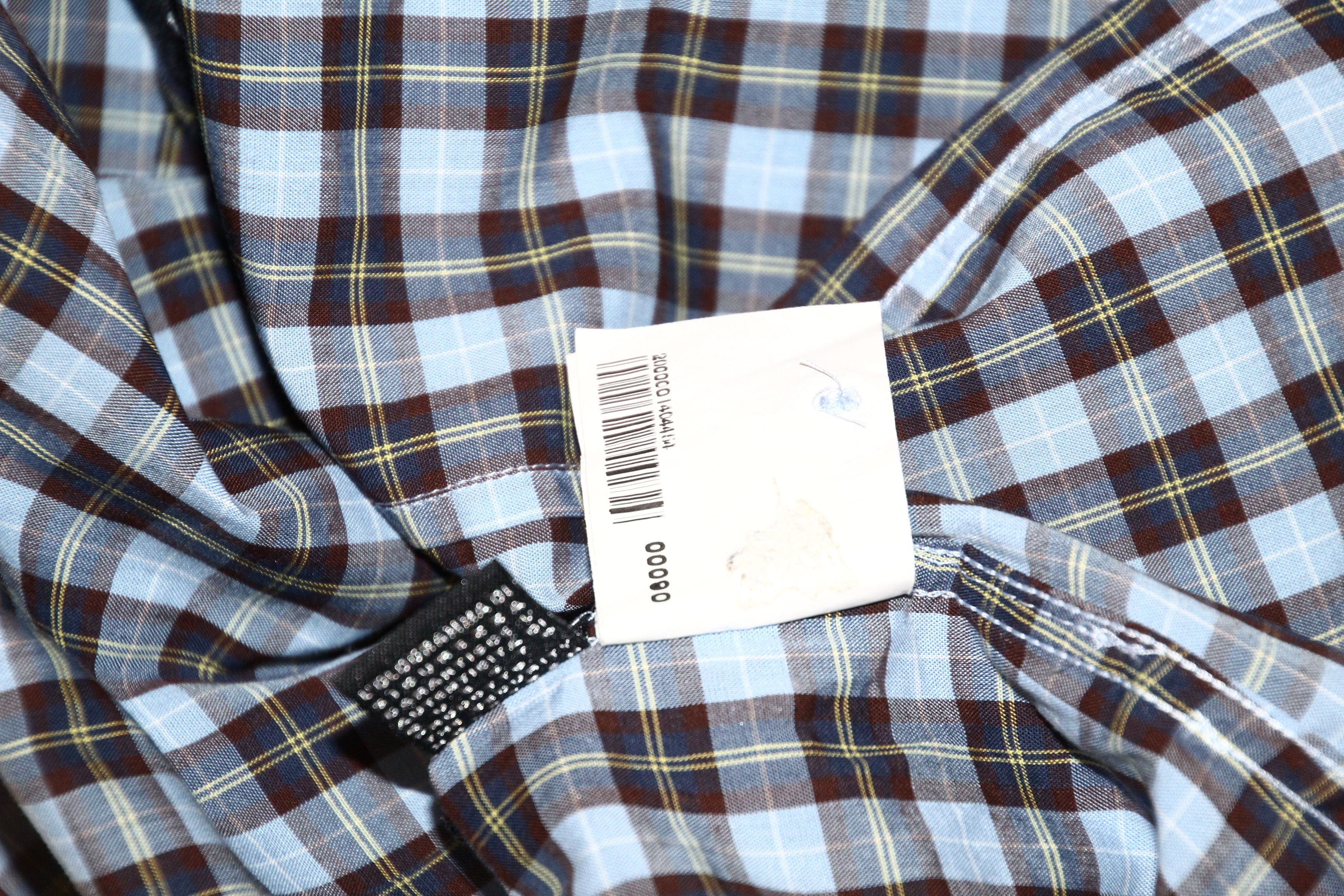 Roberto Cavalli Cavalli gradient checkered denim trim popover western shirt Size US L / EU 52-54 / 3 - 13 Thumbnail