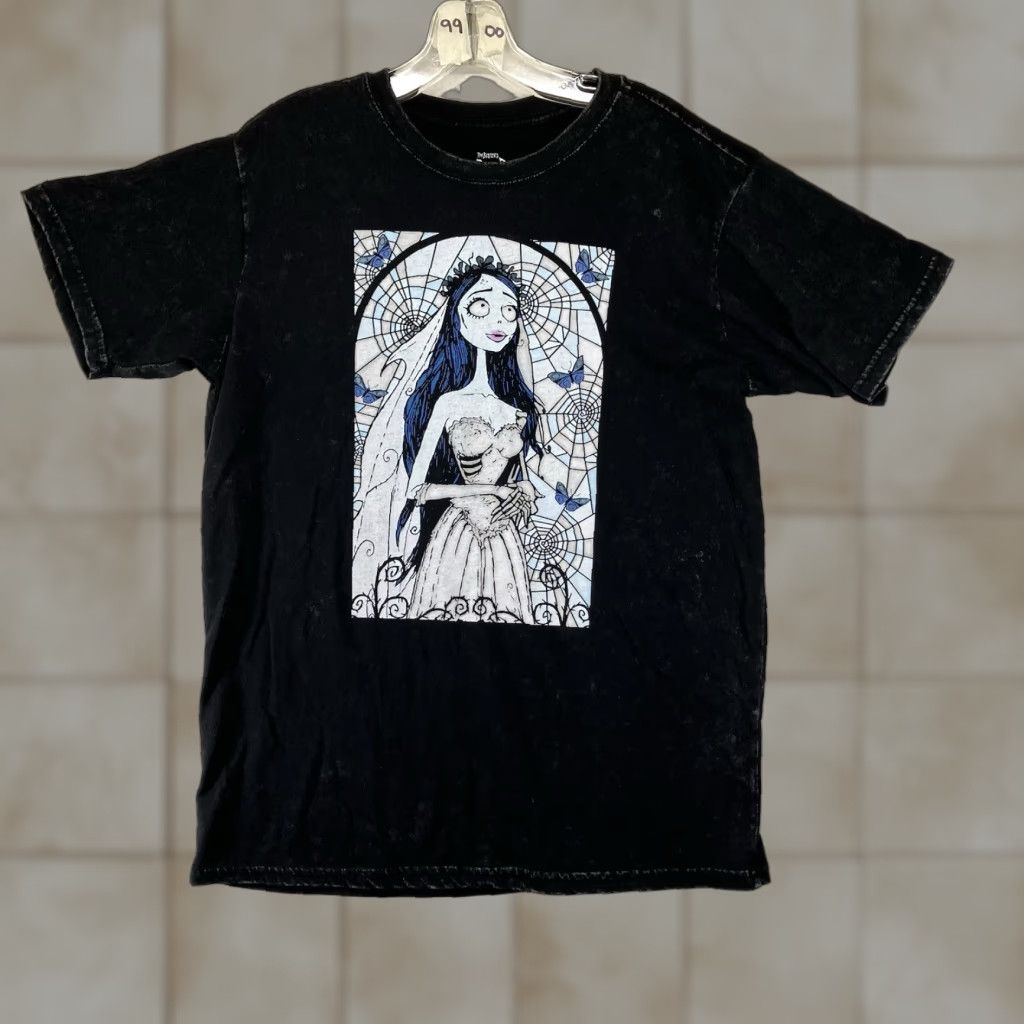 Burton Tim Burton Corpse Bride Movie Graphic Acid Wash Retro Goth T-Shirt Medium Black Logo Unisex Adults Short Sleeve Crew Neck Regular Fit Vintage No Size M / US 6-8 / IT 42-44 - 1 Thumbnail
