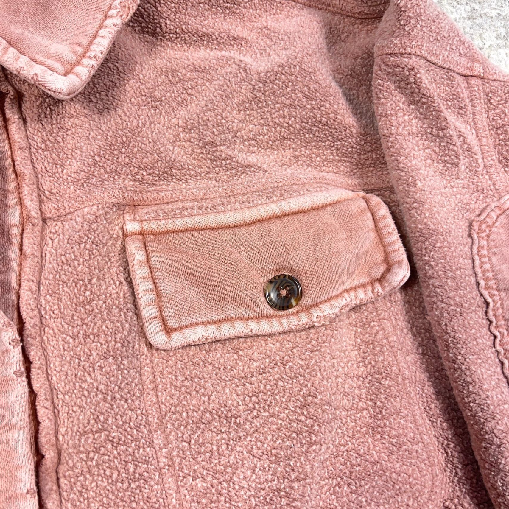 Free People Free People Shacket Women M Pink Ruby Oversized Fleece Jacket Button-Down Collared Bohemian Vintage: No Size M / US 6-8 / IT 42-44 - 6 Thumbnail