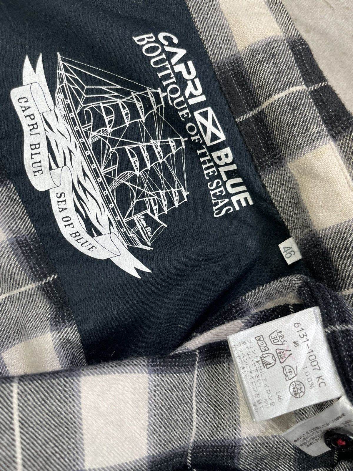 Japanese Brand Capri Blue Luxury Liner Melton Checked Button Down Shirt Size US S / EU 44-46 / 1 - 11 Thumbnail