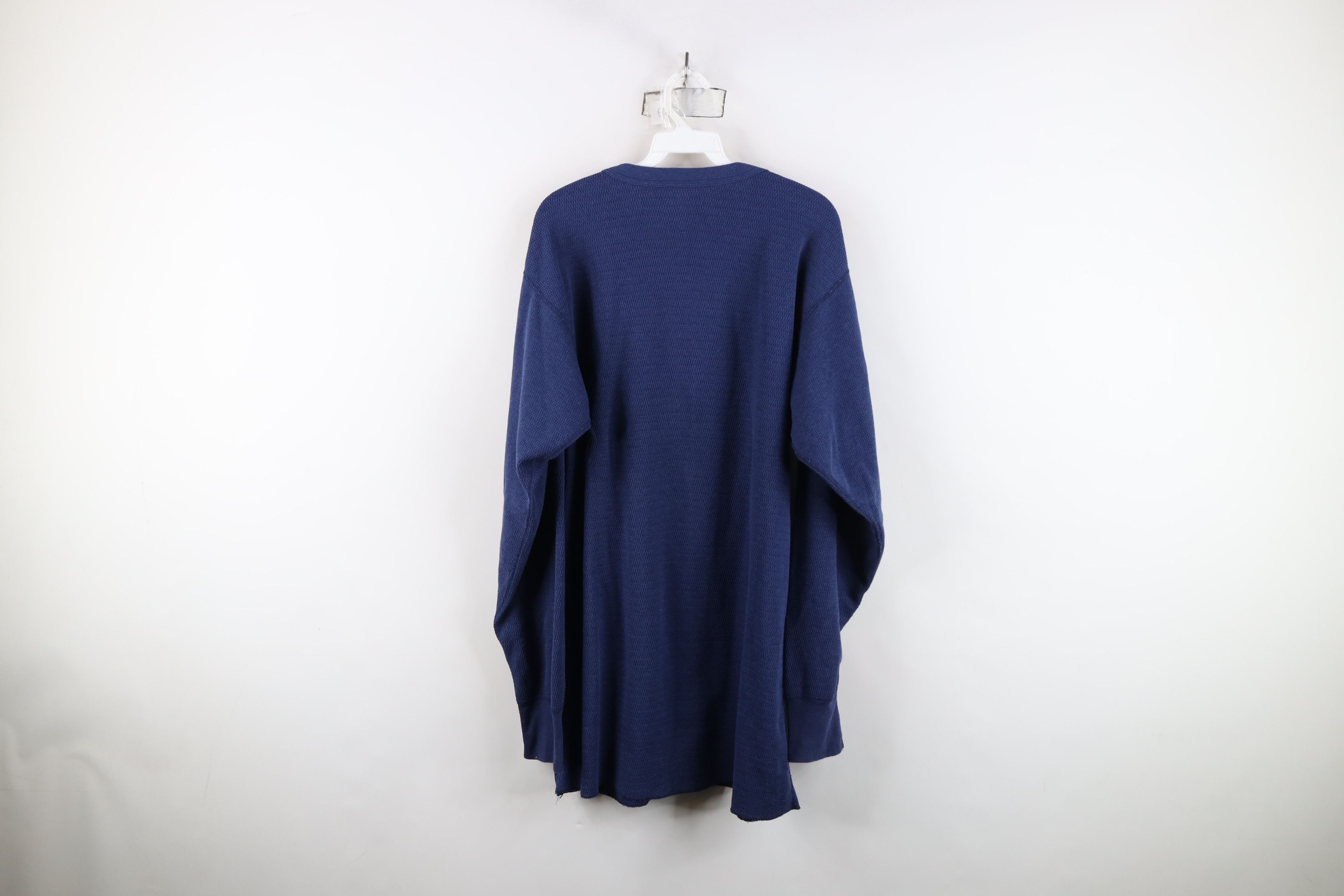 Vintage Vintage 90s Streetwear Thermal Waffle Knit T-Shirt Blue USA Size US XXL / EU 58 / 5 - 8 Thumbnail