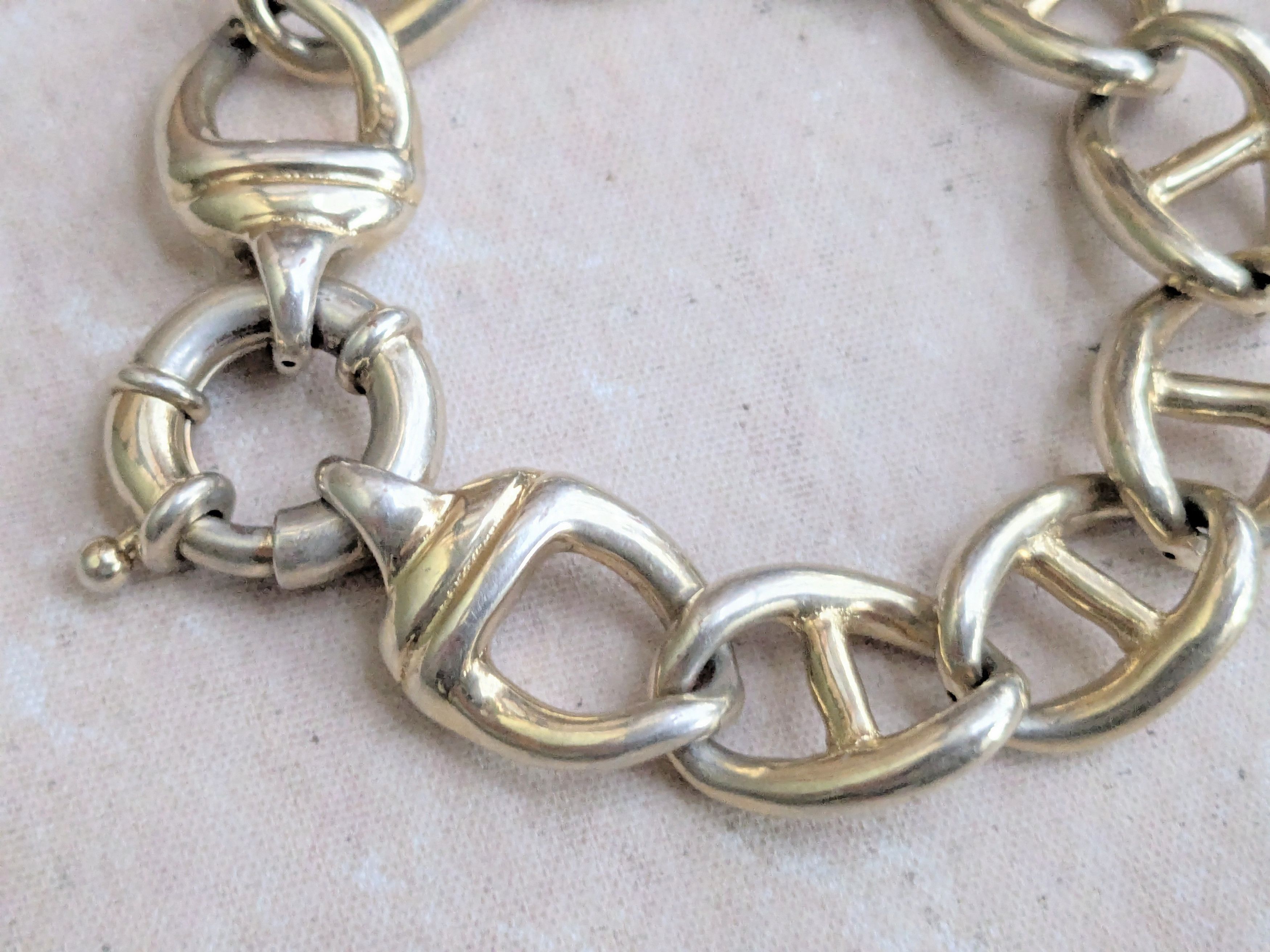 Jewelry Vintage Sterling Silver Bracelet Anchor Mariner Vermeil 8.5" Size ONE SIZE - 6 Thumbnail