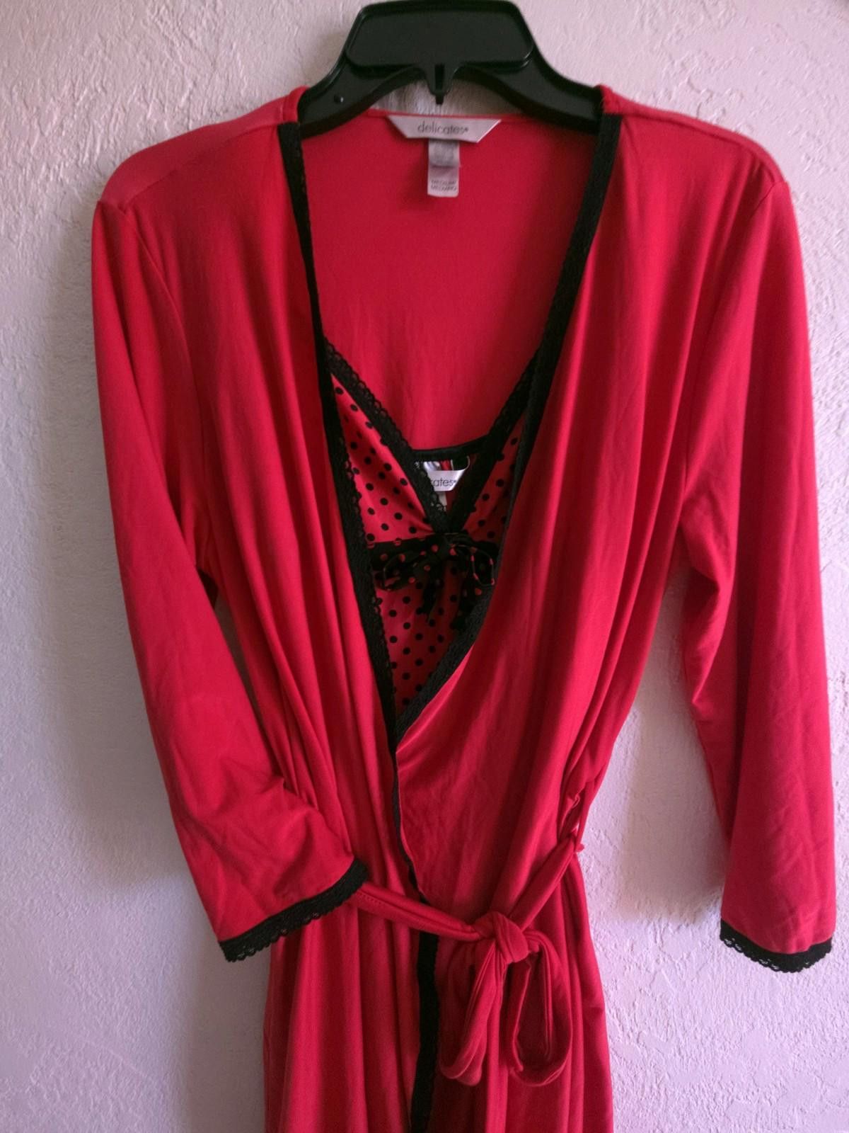 Other Vtg Delicates Sexy Red Nightgown, Lace Trim Robe Sz M Medium Size ONE SIZE - 7 Thumbnail
