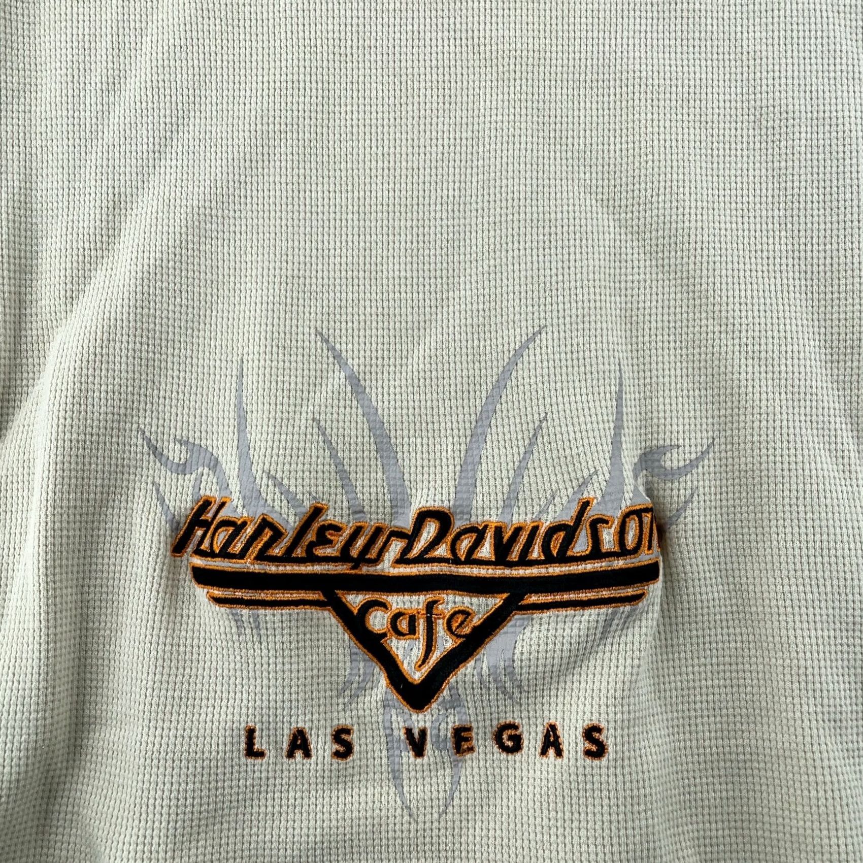 Harley Davidson Harley-Davidson T-Shirt Womens Long Sleeve Henley Thermal Ivory S Fits S/M Biker Las Vegas Cafe Harley Davidson Size S / US 4 / IT 40 - 6 Thumbnail