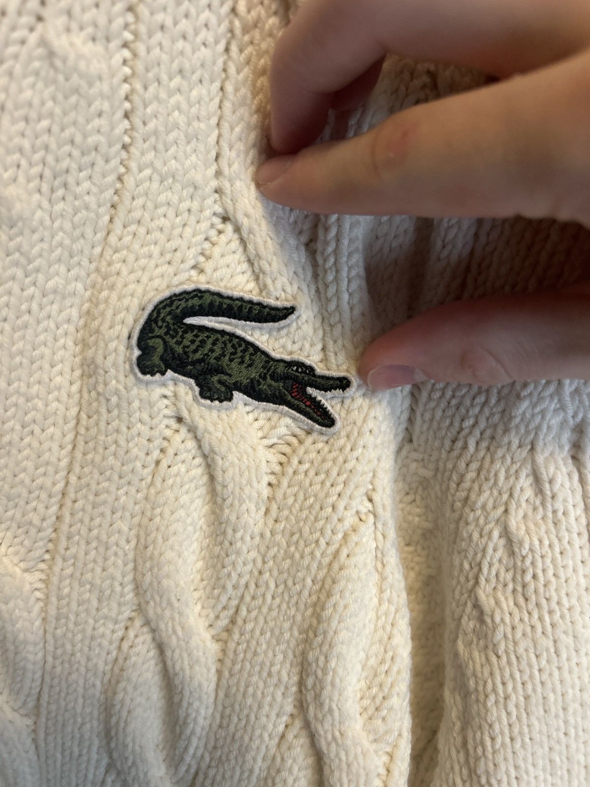 Lacoste Lacoste Embroidered Crocodile Cable Knit Cardigan Size US M / EU 48-50 / 2 - 4 Thumbnail