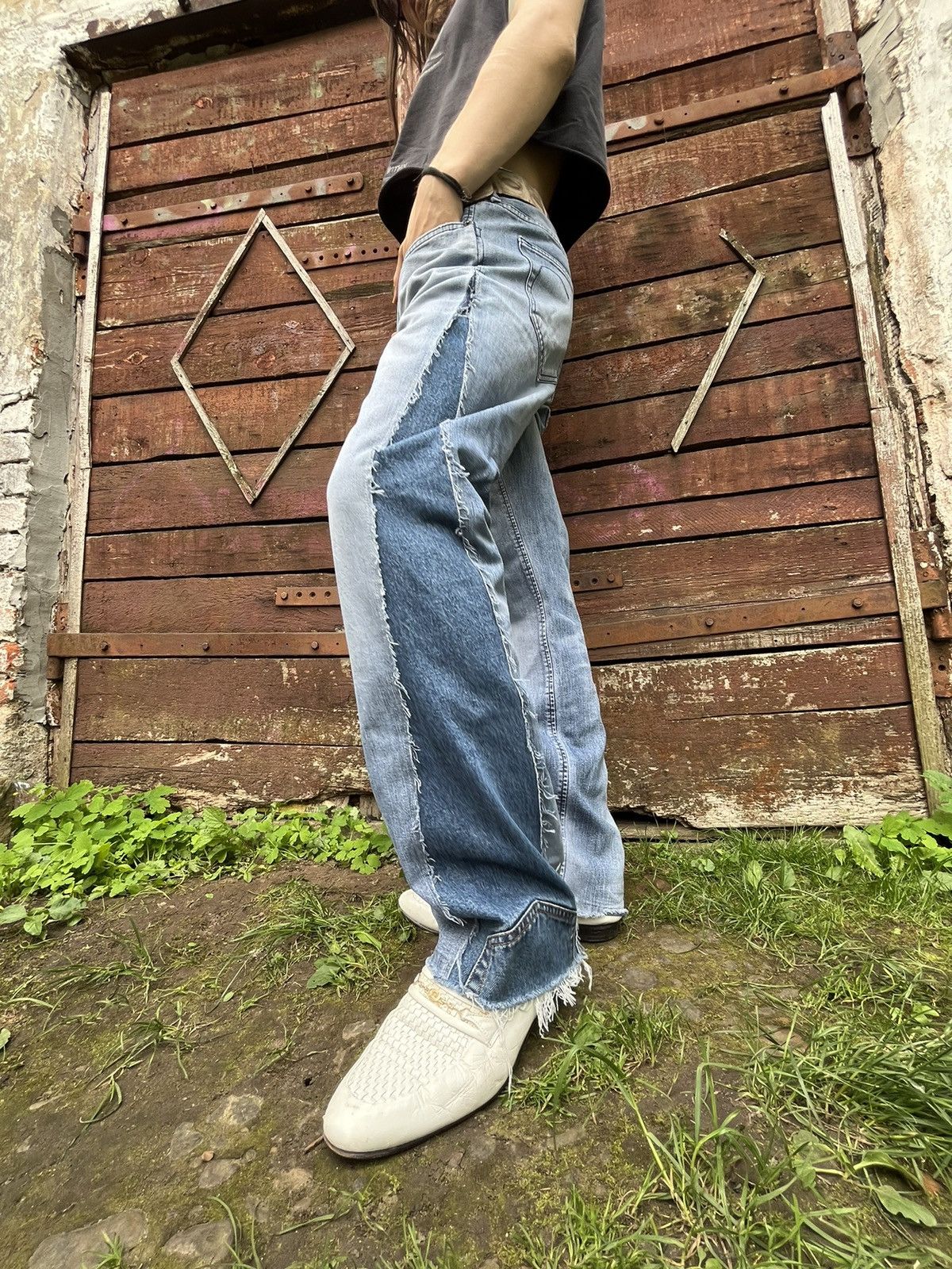 Handmade Handmade custom denim jeans flared pants reworked grunge Size US 34 / EU 50 - 3 Thumbnail