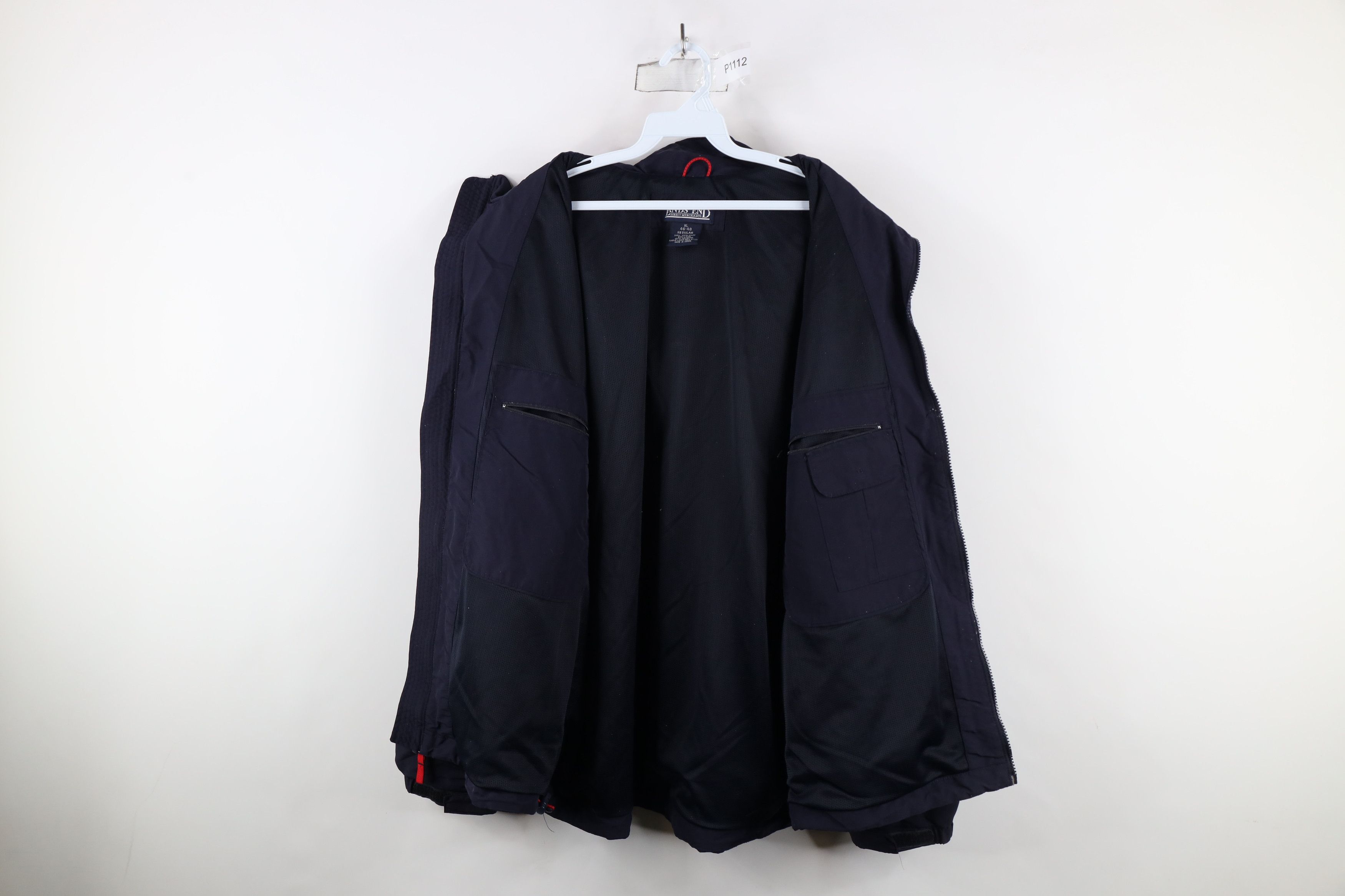 Lands' End × Vintage Vintage 90s Lands End Full Zip Hooded Rain Jacket Navy Blue Size US XL / EU 56 / 4 - 10 Thumbnail
