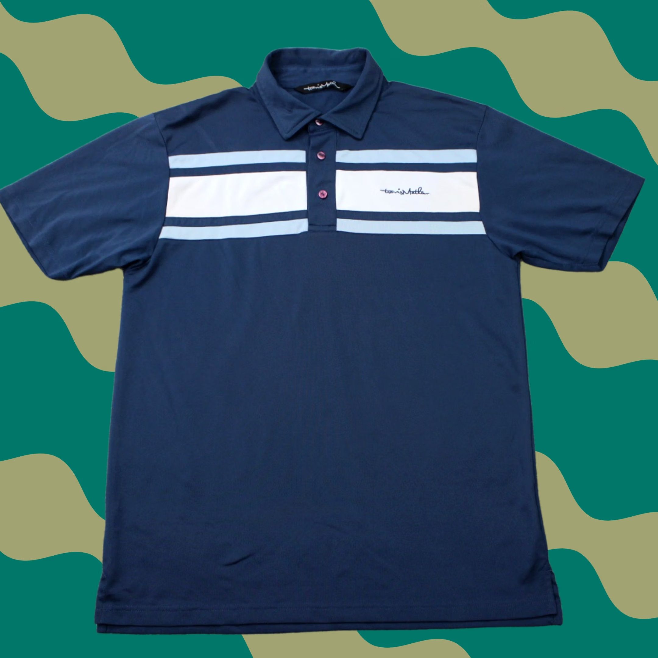 TravisMathew Travis Mathew Polo Shirt Mens Medium Blue Pique Short Sleeve Stretch Knit Polyester Cotton Blend Regular Fit Golf Polo Size US M / EU 48-50 / 2 - 1 Thumbnail