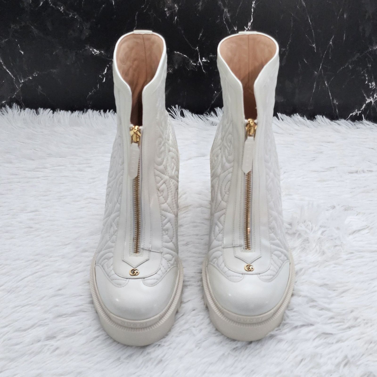 Gucci Gucci Calfskin G Rhombus Ankle Boots White 39.5G | 9.5 US Size US 9.5 / IT 39.5 - 9 Thumbnail