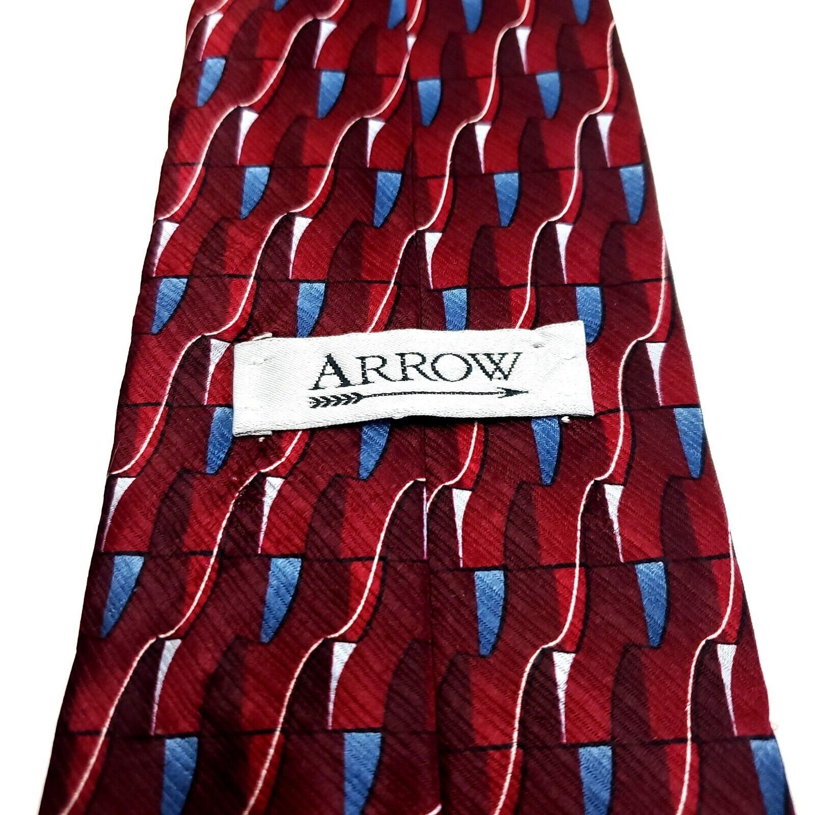 Arrow Arrow Red Silk Tie Woven Geometric Size ONE SIZE - 4 Thumbnail