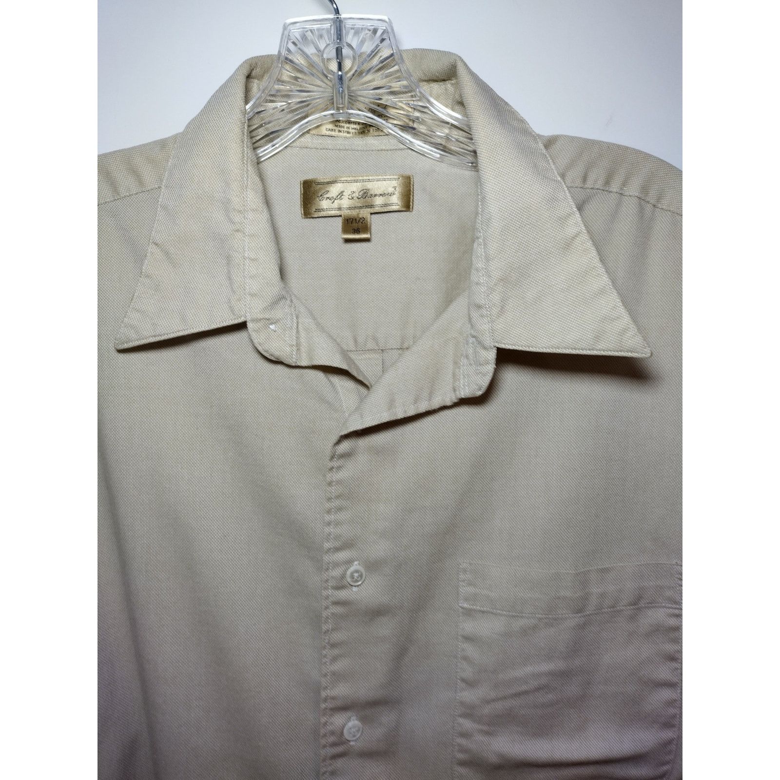 Croft & Barrow Croft & Barrow Mens Dress Shirt Long Sleeves Button Up Tan Size US XL / EU 56 / 4 - 8 Thumbnail