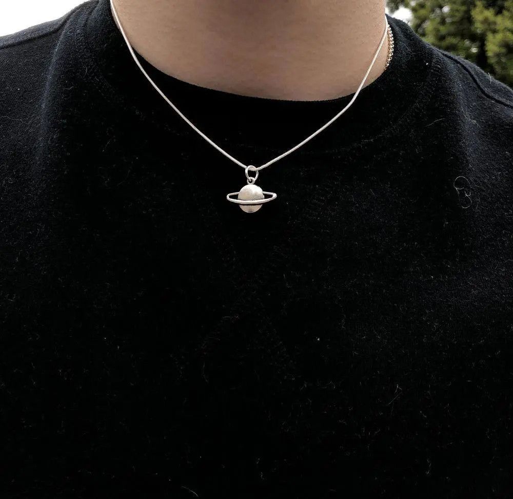 Jewelry Silver Saturn Necklace Size ONE SIZE - 2 Thumbnail