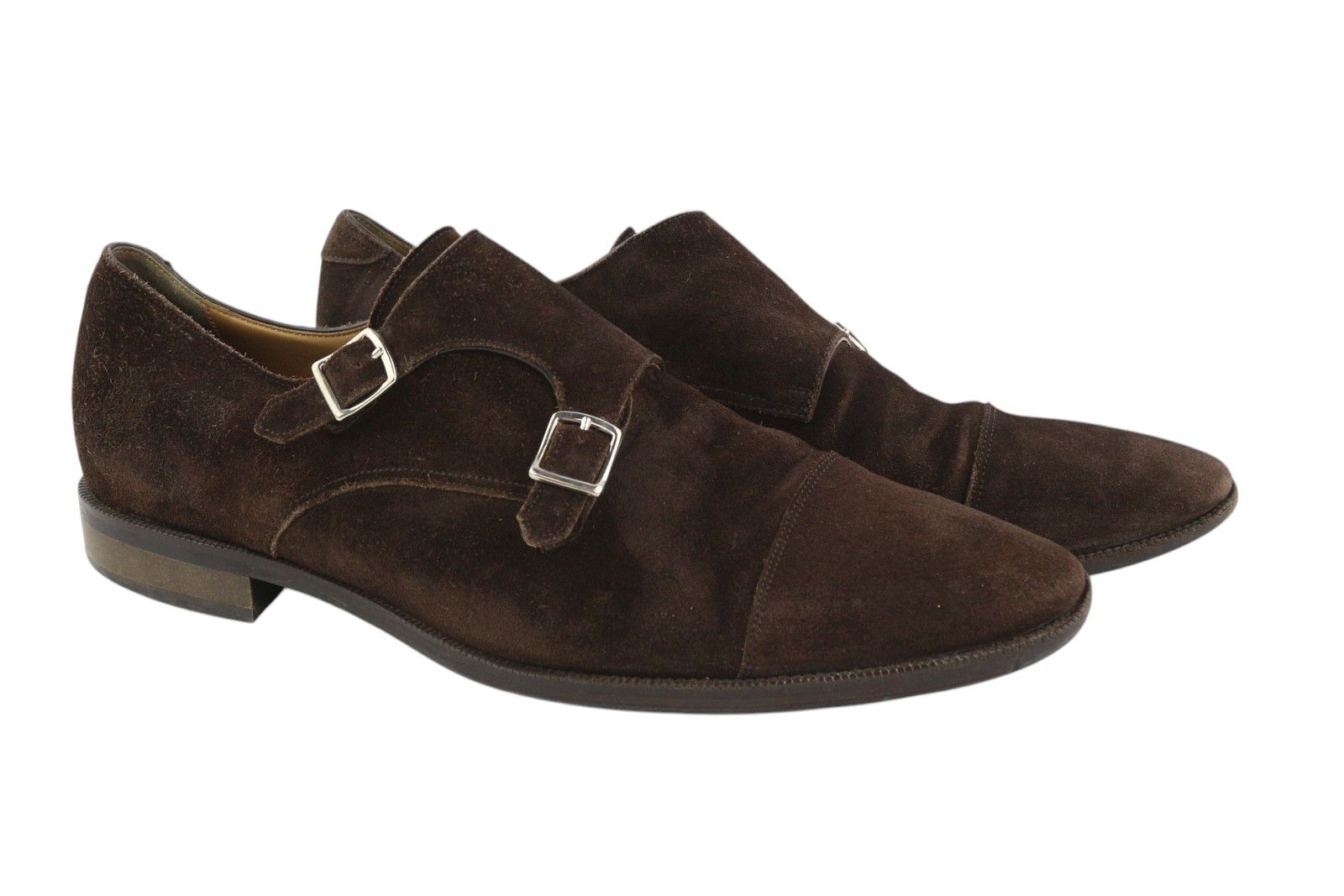 Suitsupply Eu44 Brown Suede Leather Double Monk Shoes 83576, Men's (Size 11)