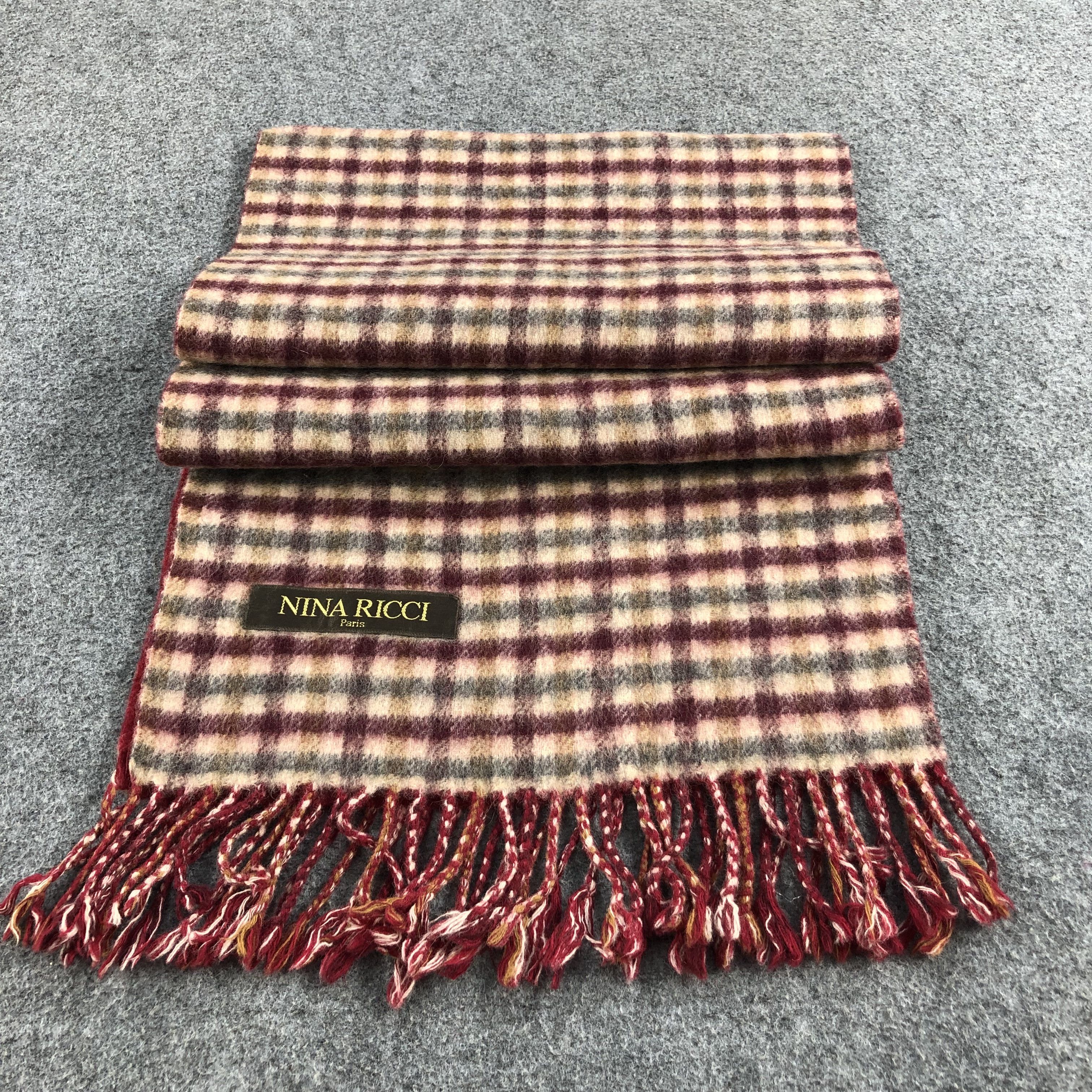 Nina Ricci Nina Ricci Gingham Wool Scarf Muffler V839 Size ONE SIZE - 2 Thumbnail