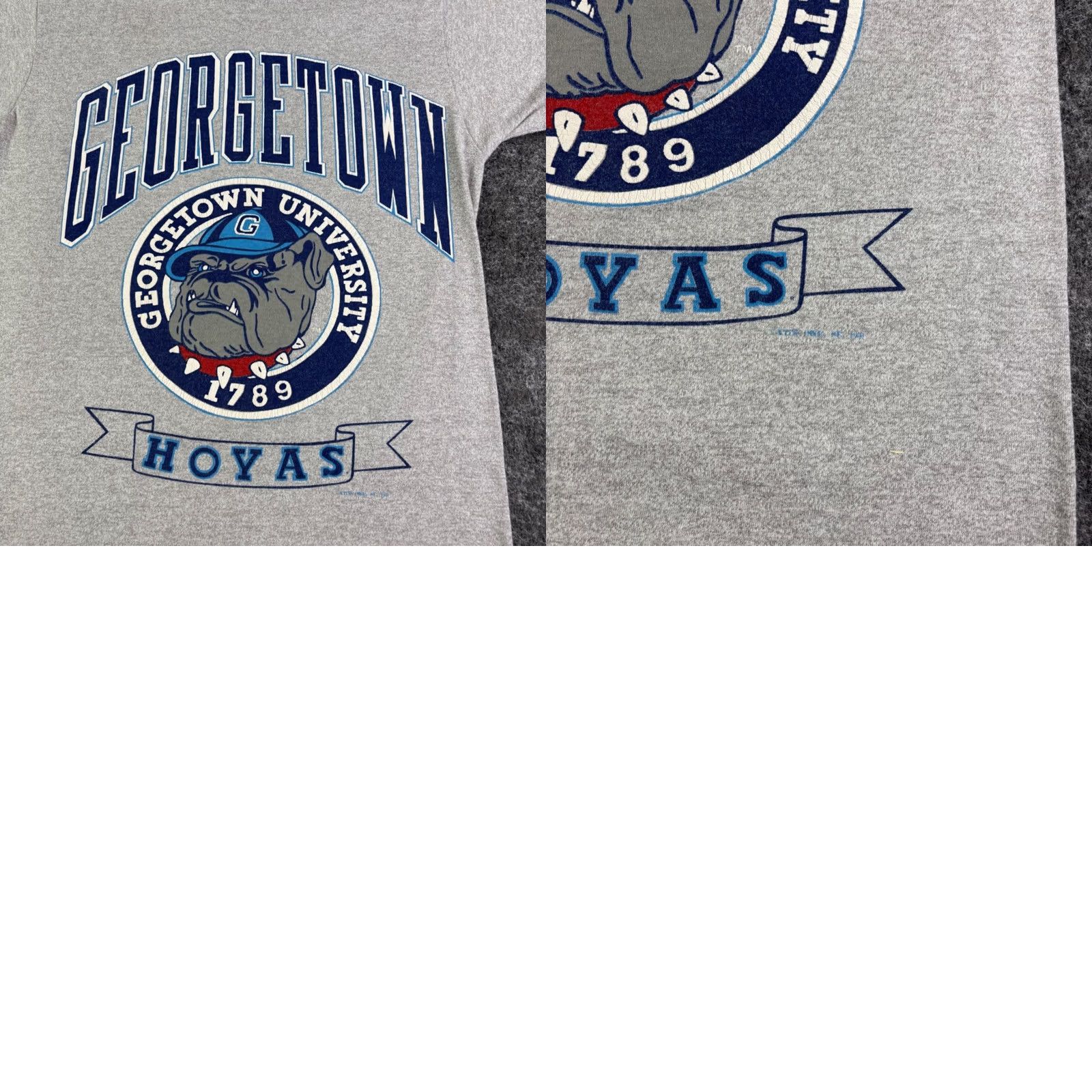 Vintage VINTAGE Georgetown Hoyas University T Shirt Heather Gray Bulldog Graphic Small Mens Short Sleeve 1990s Graphic Tee Cotton Blend United States Size US S / EU 44-46 / 1 - 8 Thumbnail