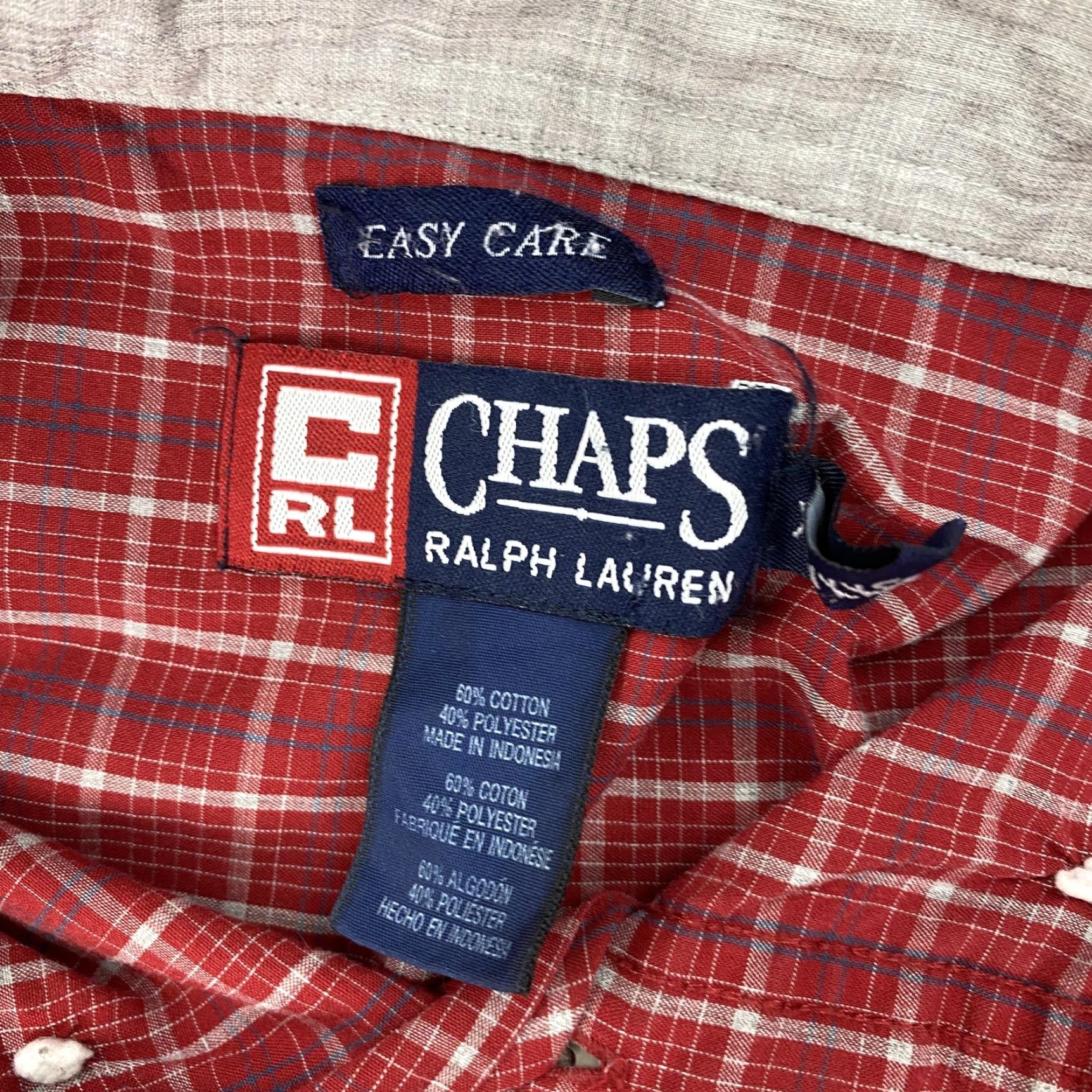 Chaps Chaps Shirt Mens 2XL Red Plaid Button-Down Easy Care Cotton Blend Size US XXL / EU 58 / 5 - 5 Thumbnail