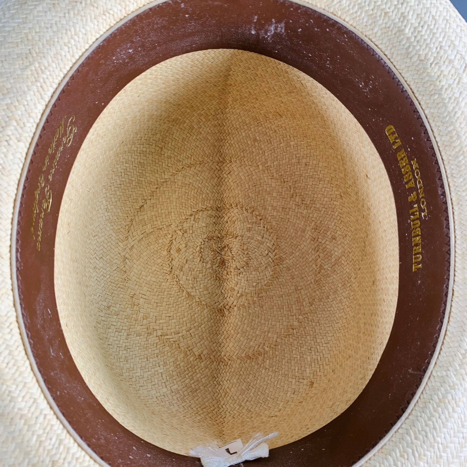 Turnbull & Asser Size L Beige Multi Color Woven Ribbon Straw Panama Hat Size ONE SIZE - 6 Thumbnail
