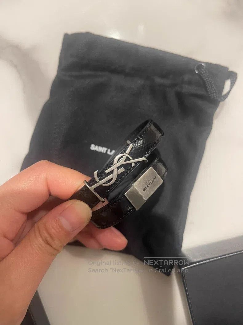 Saint Laurent Paris Saint Laurent Paris Black leather wristband Size ONE SIZE - 1 Thumbnail