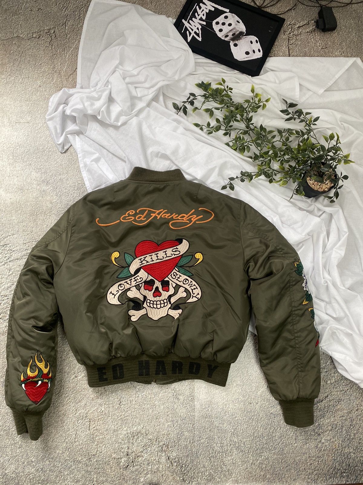 image of Affliction x Ed Hardy Vintage Jacket Ed Hardy Bomber Boxy Fit Y2K, Men's (Size Small)