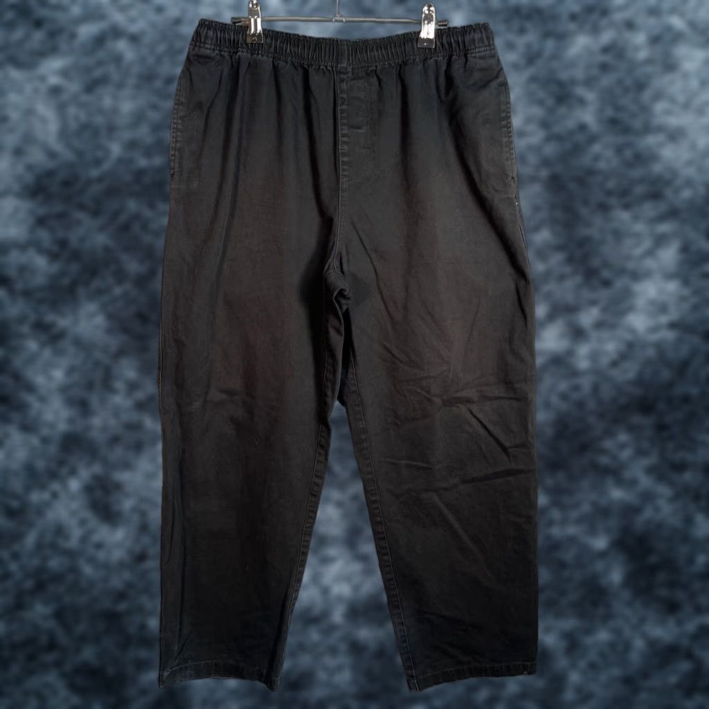 Stussy Pants Adult Mens Large Black Cotton Elastic Waist Straight Chino