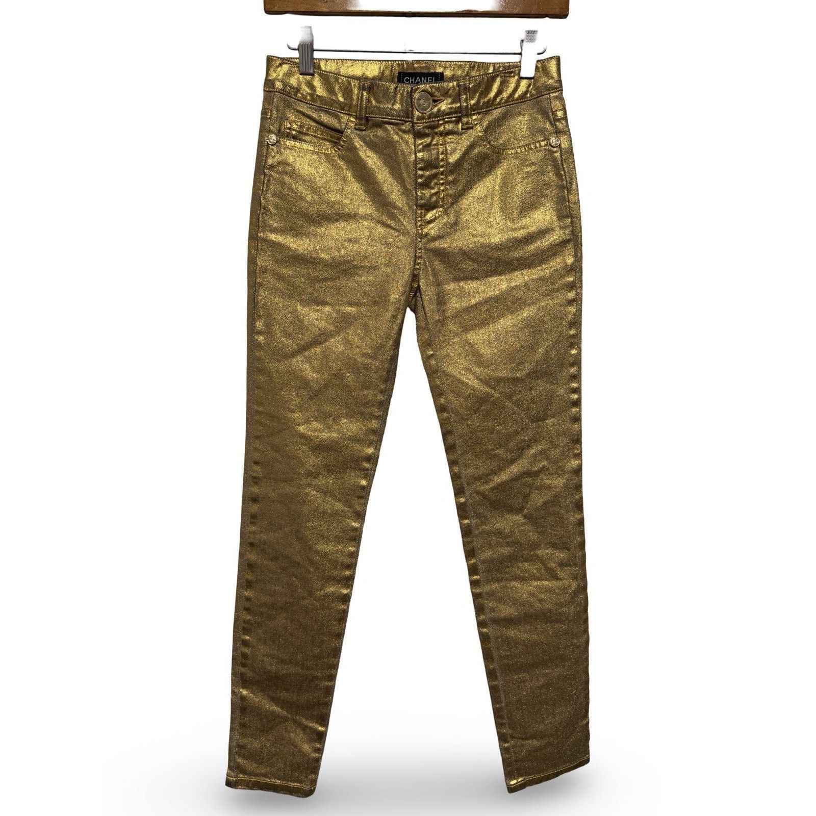 Chanel CHANEL NWT Gold Denim Djuns Size 34 $1450 Size 34" / US 12 / IT 48 - 1 Thumbnail