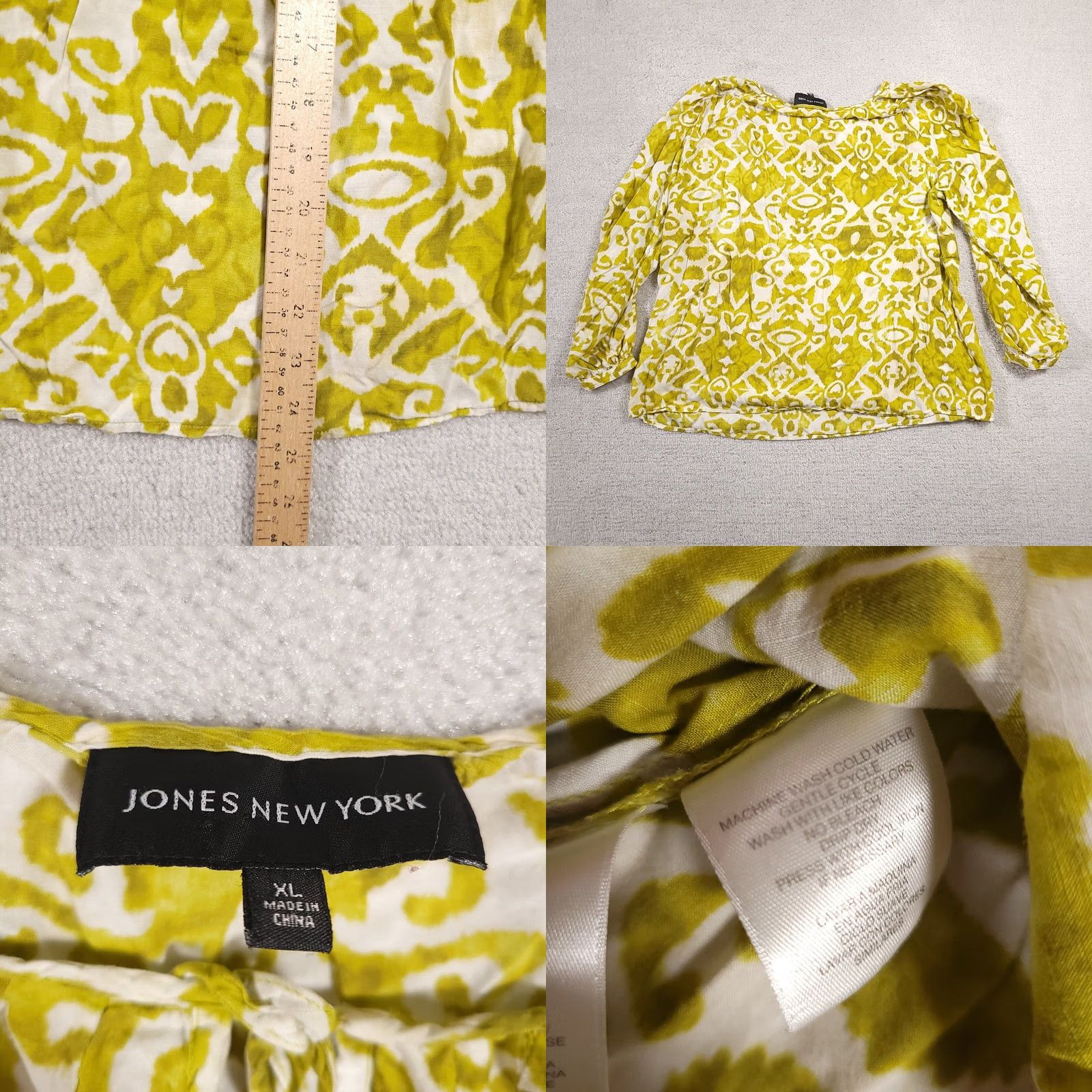Jones New York Jones New York Shirt Women's XL Green Geometric Long Sleeve Keyhole Neck Size XL / US 12-14 / IT 48-50 - 8 Thumbnail