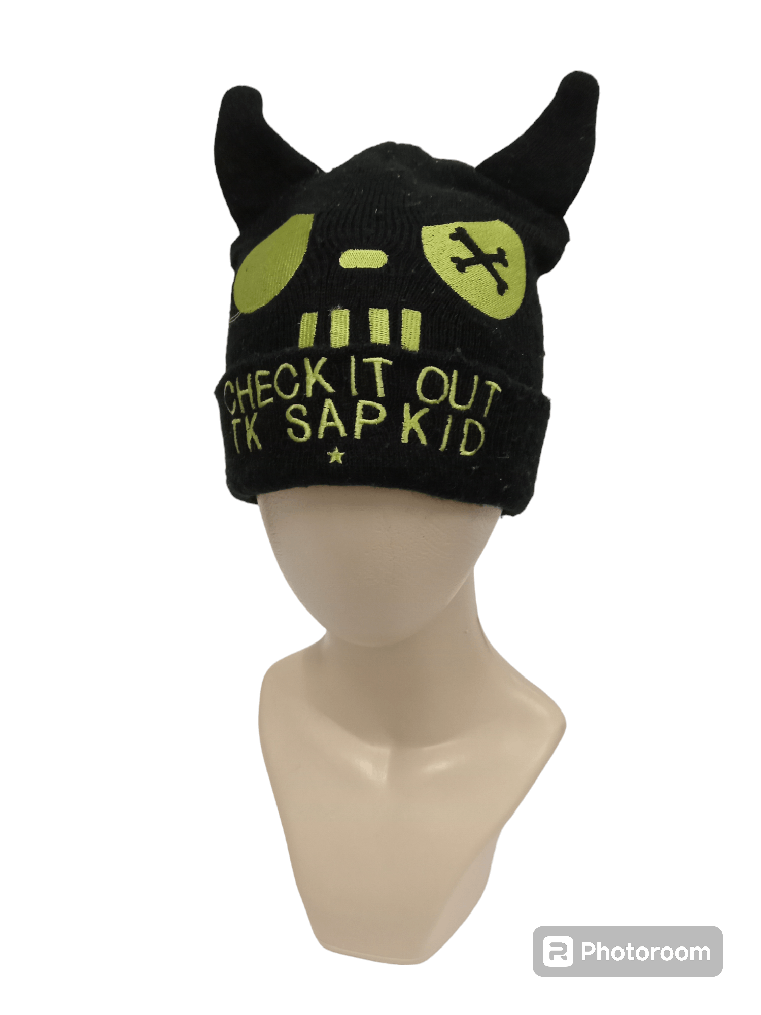 image of Vintage Devil Ear Sap Kid Beanie in Black