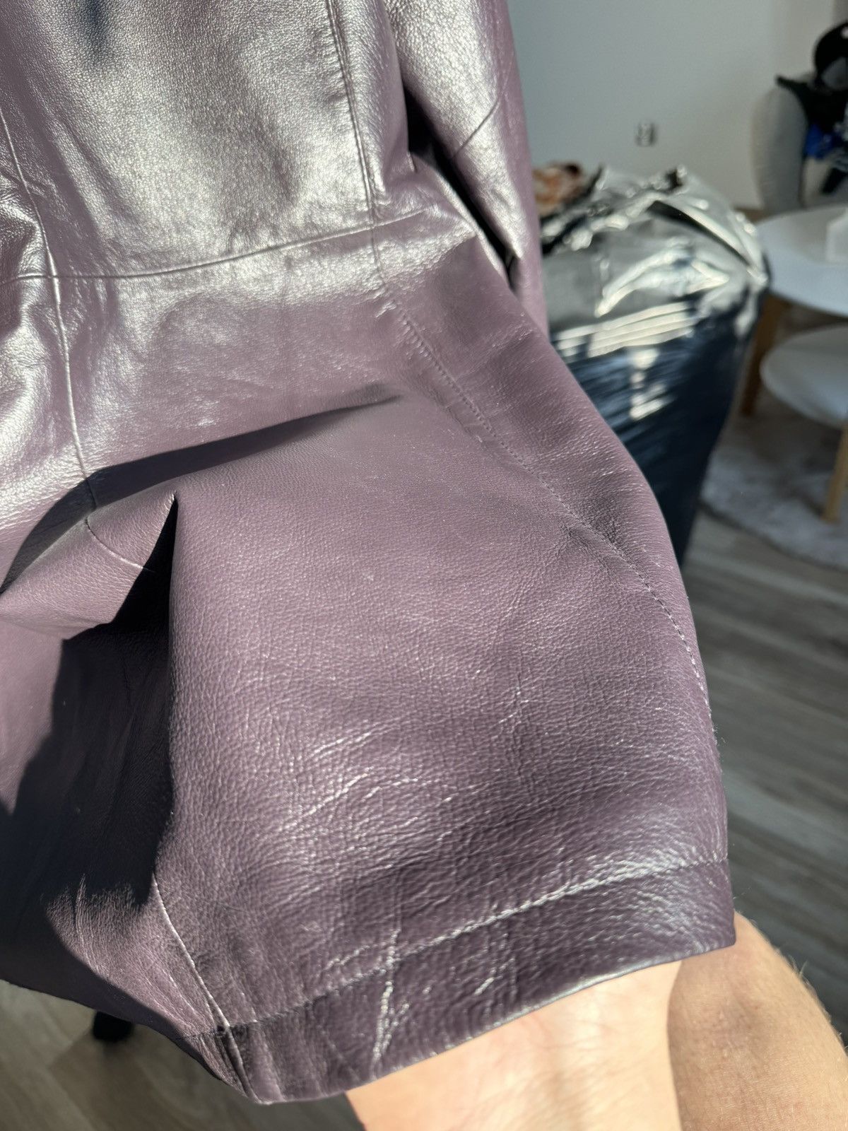 Genuine Leather × Vintage Vintage Purple Leather Jacket Coat Avant Garde Opium Washed Size L / US 10 / IT 46 - 13 Thumbnail